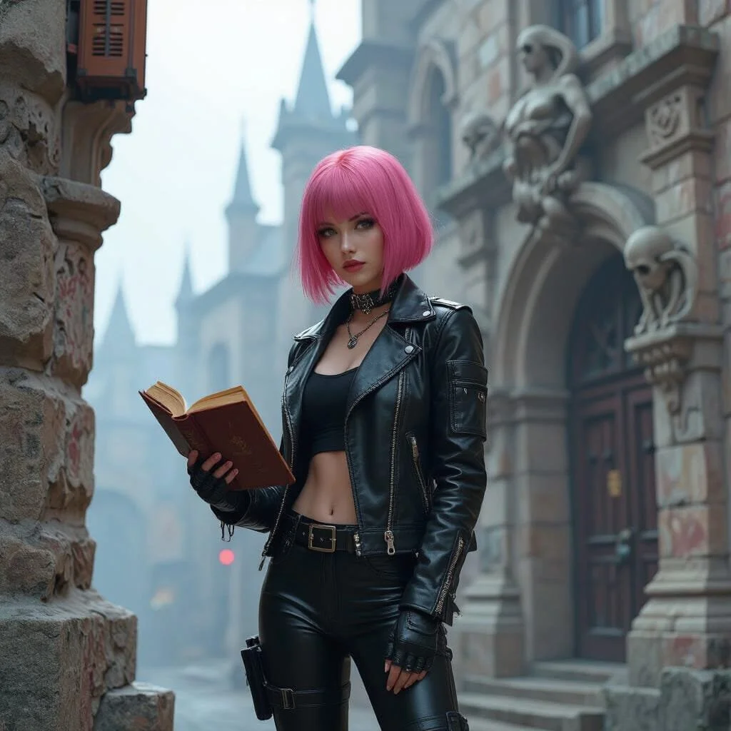 After some extra searching in vain, she hurries out and takes the old book with her. Like they say: "Integrity without knowledge is weak and useless, and knowledge without integrity is dangerous and dreadful."