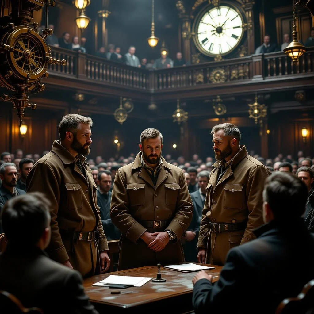 In court - to no-one's surprise - the members of the Guild, as respectable members of the community, are acquitted.