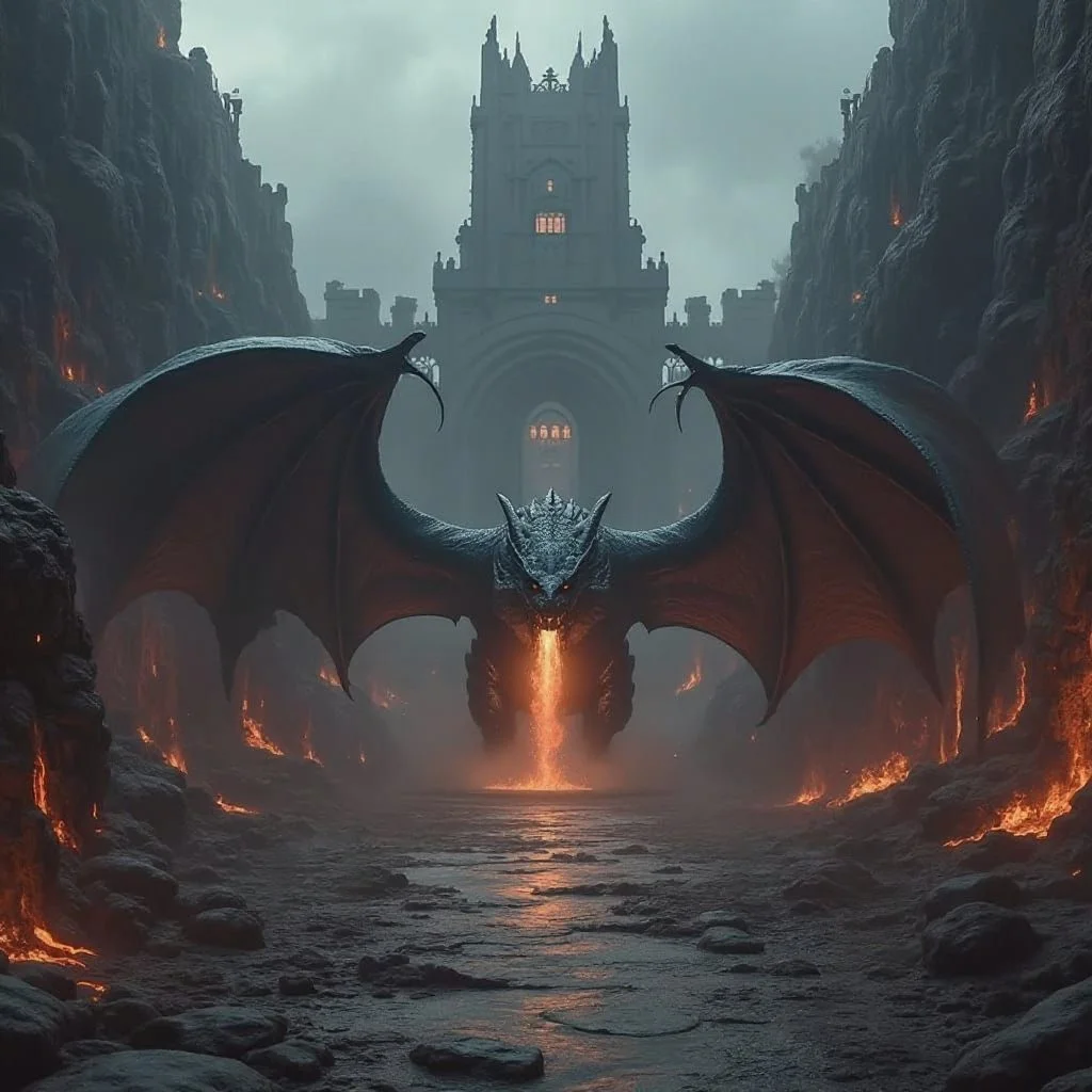 But that is not the end of misery...before retreating the huge dragon turns to the courtyard of the castle and kills the smaller dragons of the novices that were left behind.