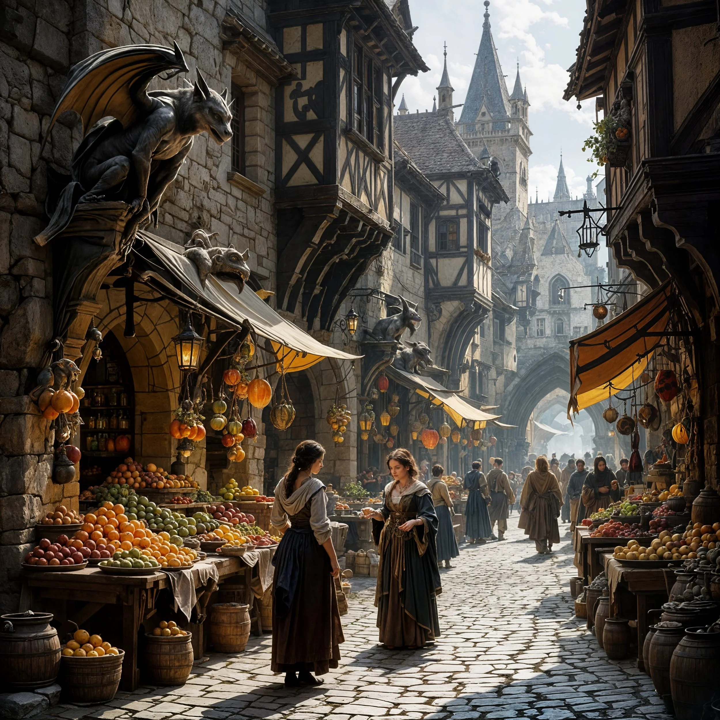 
In the days and weeks that followed, normal life returned. In parts of the city that hadn't been destroyed, stalls overflowed with a wealth of goods from the rulers' cellars.
