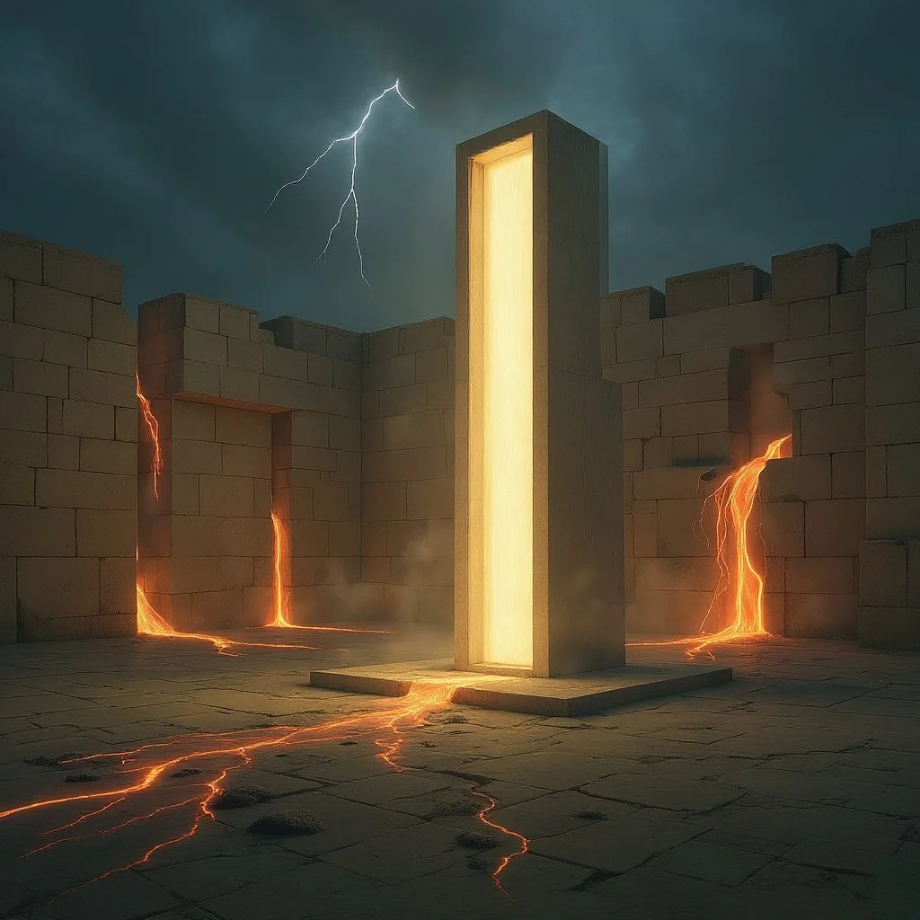 Agrippa's words are not yet cold when his monolith lands in the Angels' citadel courtyard.
