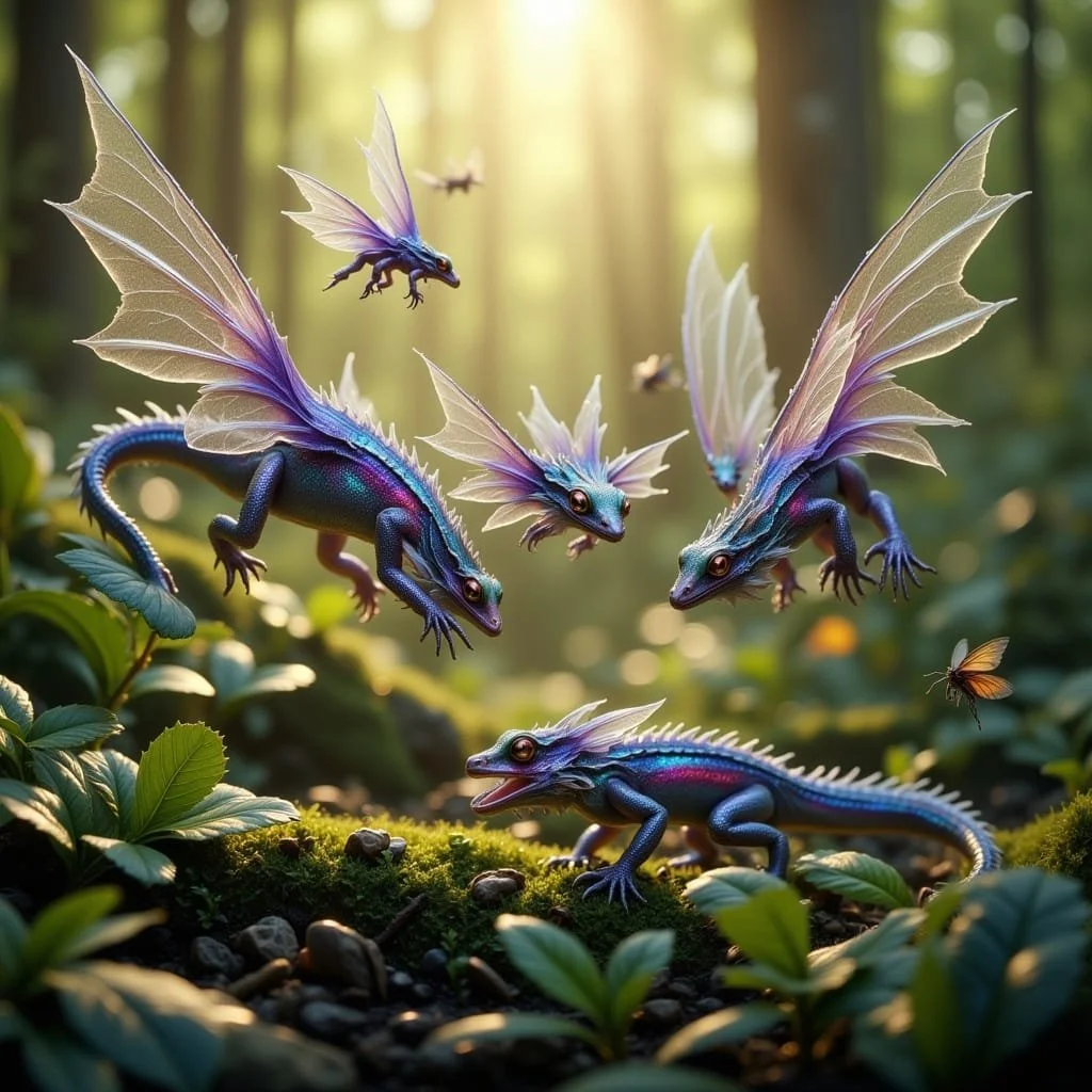 They soon discovered the potential of eating small flying insects and developed wings.