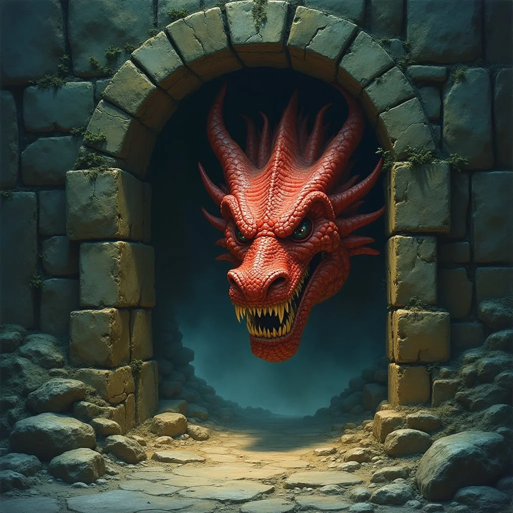 ...but the face of a growling dragon makes her run to the old man, whose name she does not want to pronounce.