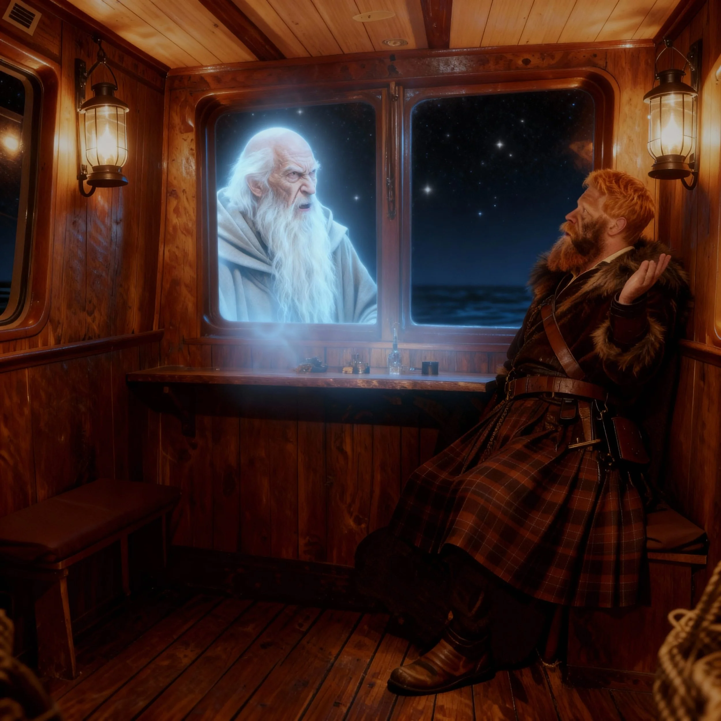 "It was Katla who stole my spell, and the trousers. I taught her everything she knows. But long ago she chased my away with the help of the snow elves. And she has always hoped that somebody like you would come along, and get in a fight with me, and 