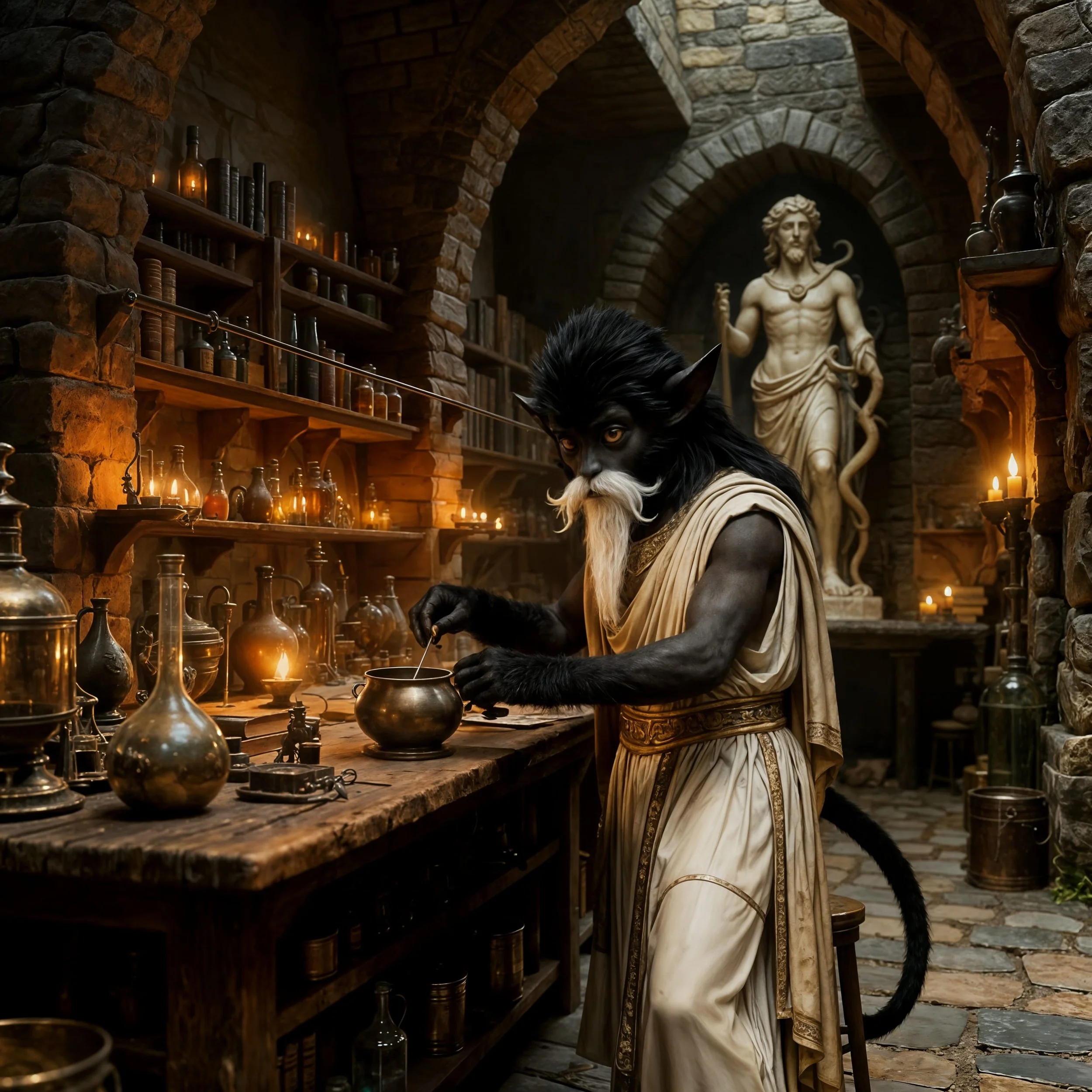 When MacDonald and Hodēgós, or Hodgy as Mac started calling him, entered the temple there was no-one to be seen. Until they found a little room in the back, where they met someone busy at whatever it was he was doing.