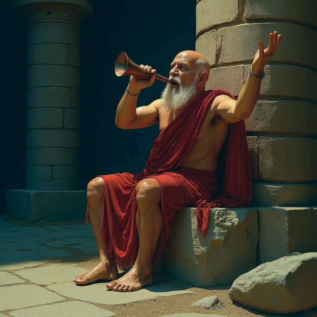 "That is a story to be told when you come with me." Before Malika can react the old man blows a horn.