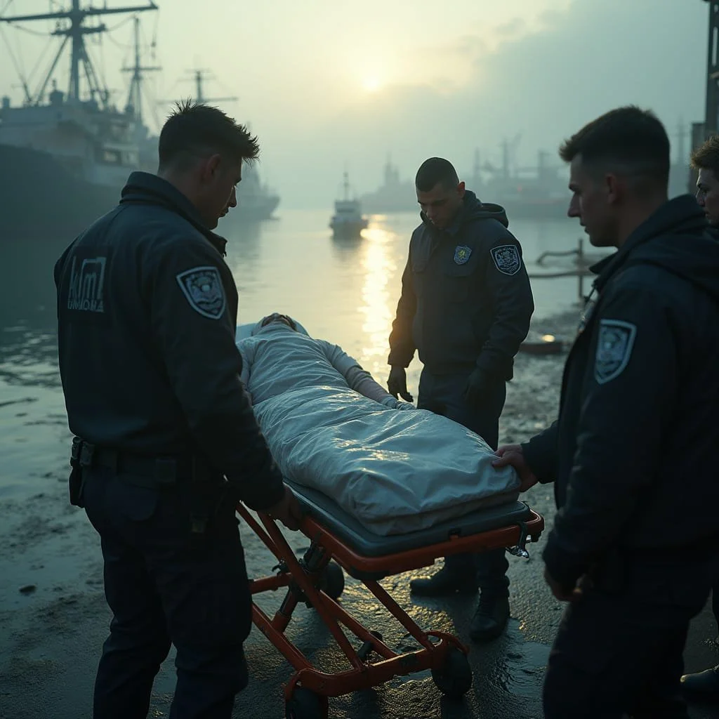 Code 10/31C: "Possible Homicide" The man is taken out of the water and showing signs of a potential murder situation. The corpse is transported to the coroner.