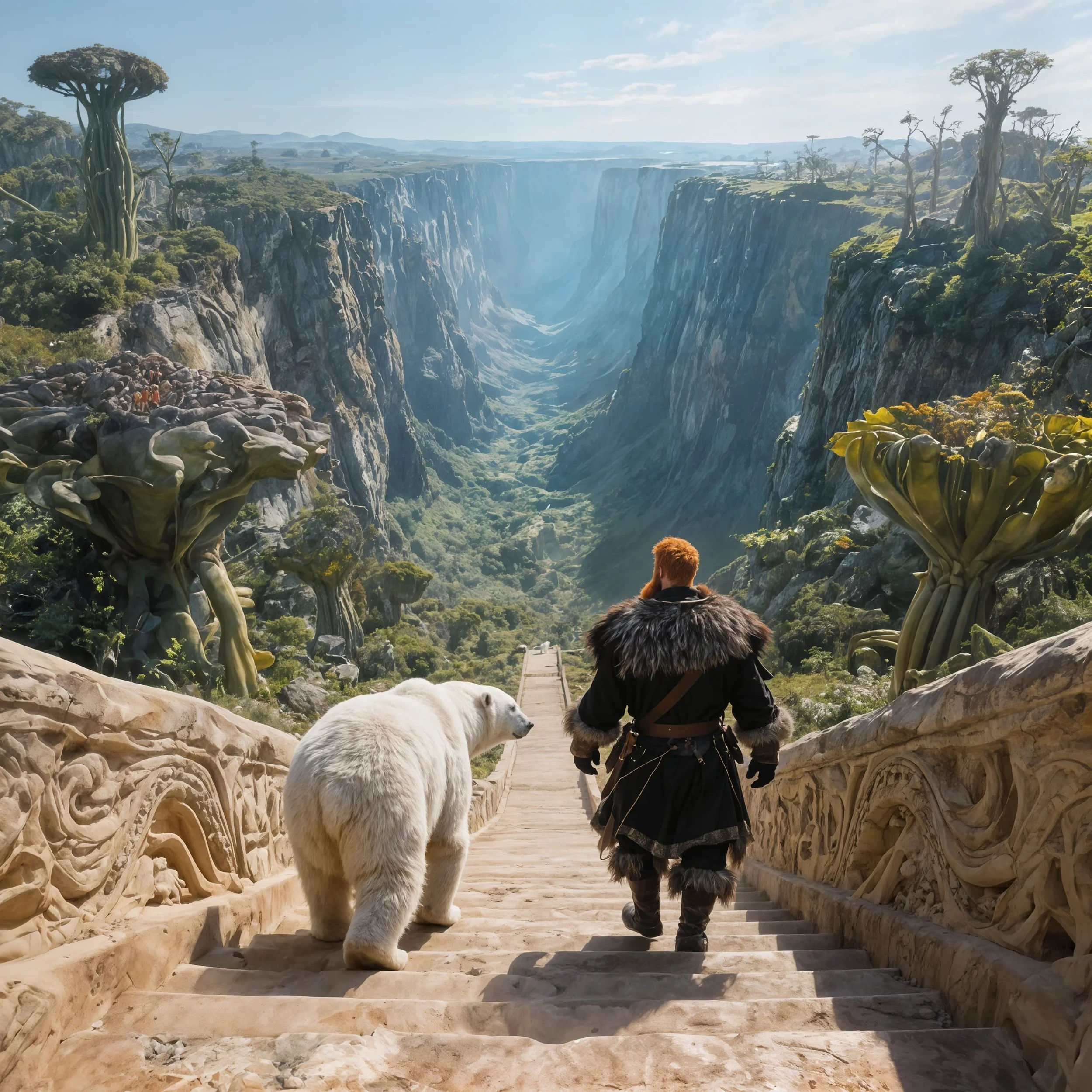 Once MacDonald had found his breath again, they started to descend an immense stairway that would lead them straight in part one of the "four-part garden." "Oh, and remember, it may get warm in here, but once you take off those buxur, their magic is 