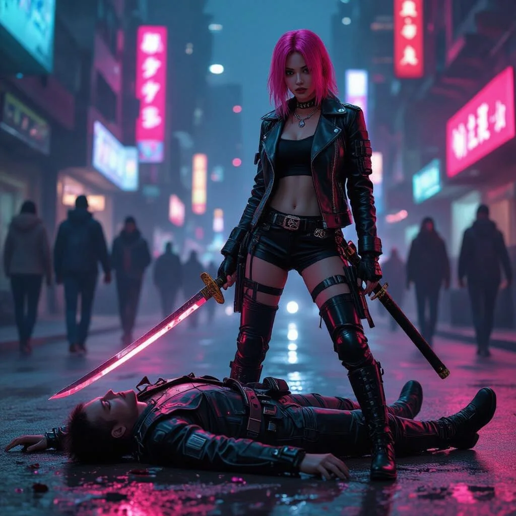 In a distant future - centuries after the story of An Ordinary Man - a girl who looks a lot like Malika is standing over a heavily armed security guard she just killed with an antique samurai sword.