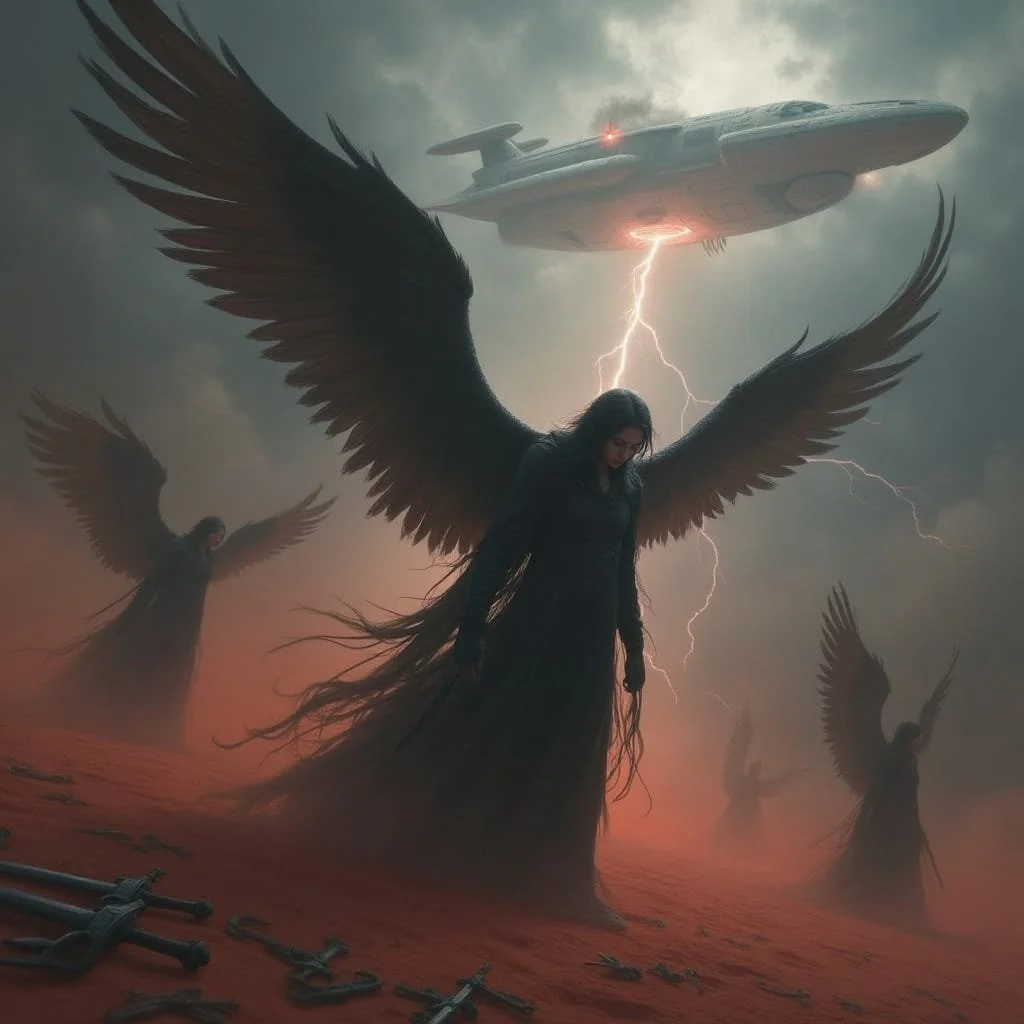 Seizing the moment the Gorgons sent out an airship hanging ominous in the sky.