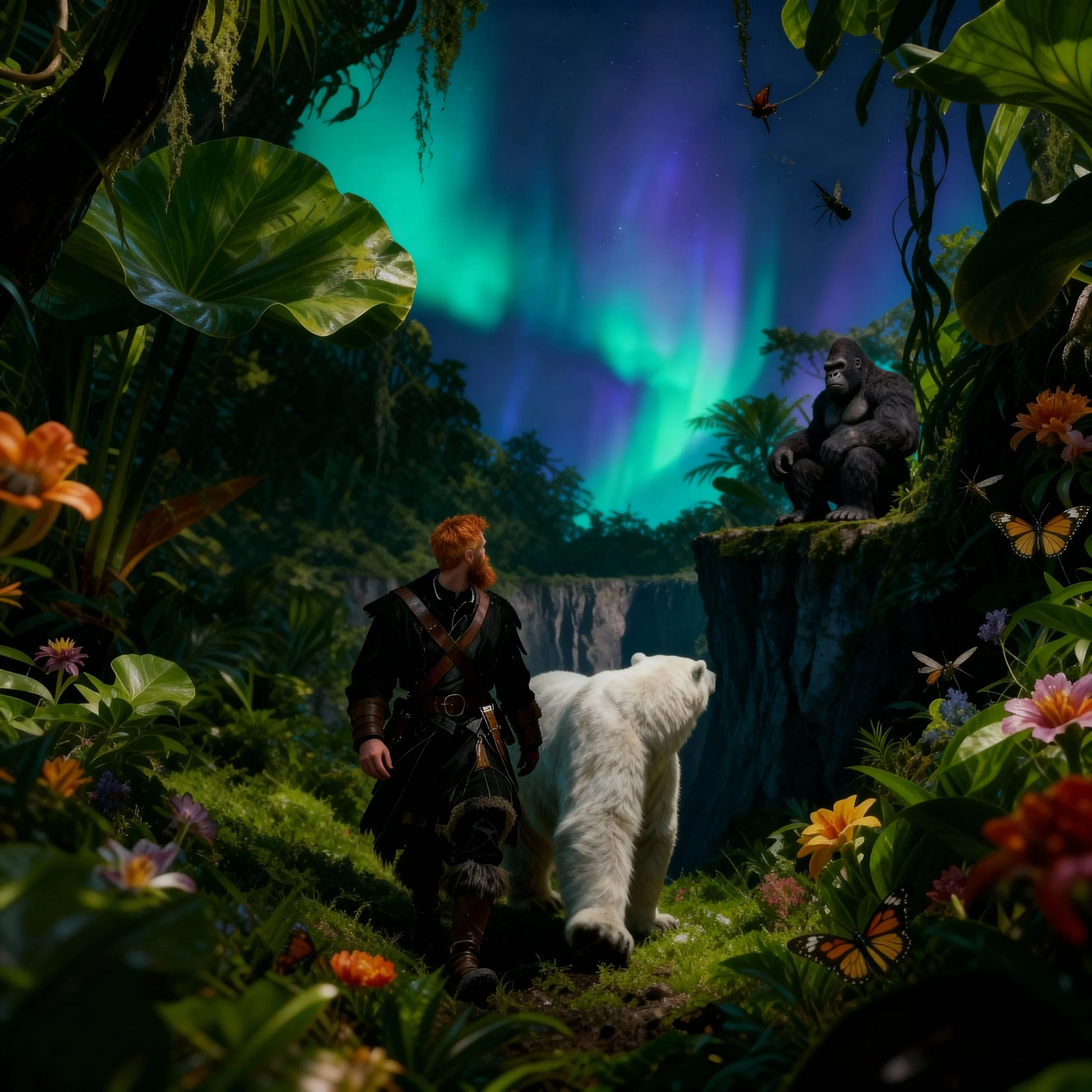 While they were walking Tornassuk told MacDonald about the House of Books, and how it might contain an answer to his search for a cure. When they saw a huge gorilla sitting on the edge of a ravine Tornassuk told MacDonald to be quiet. "He is guarding