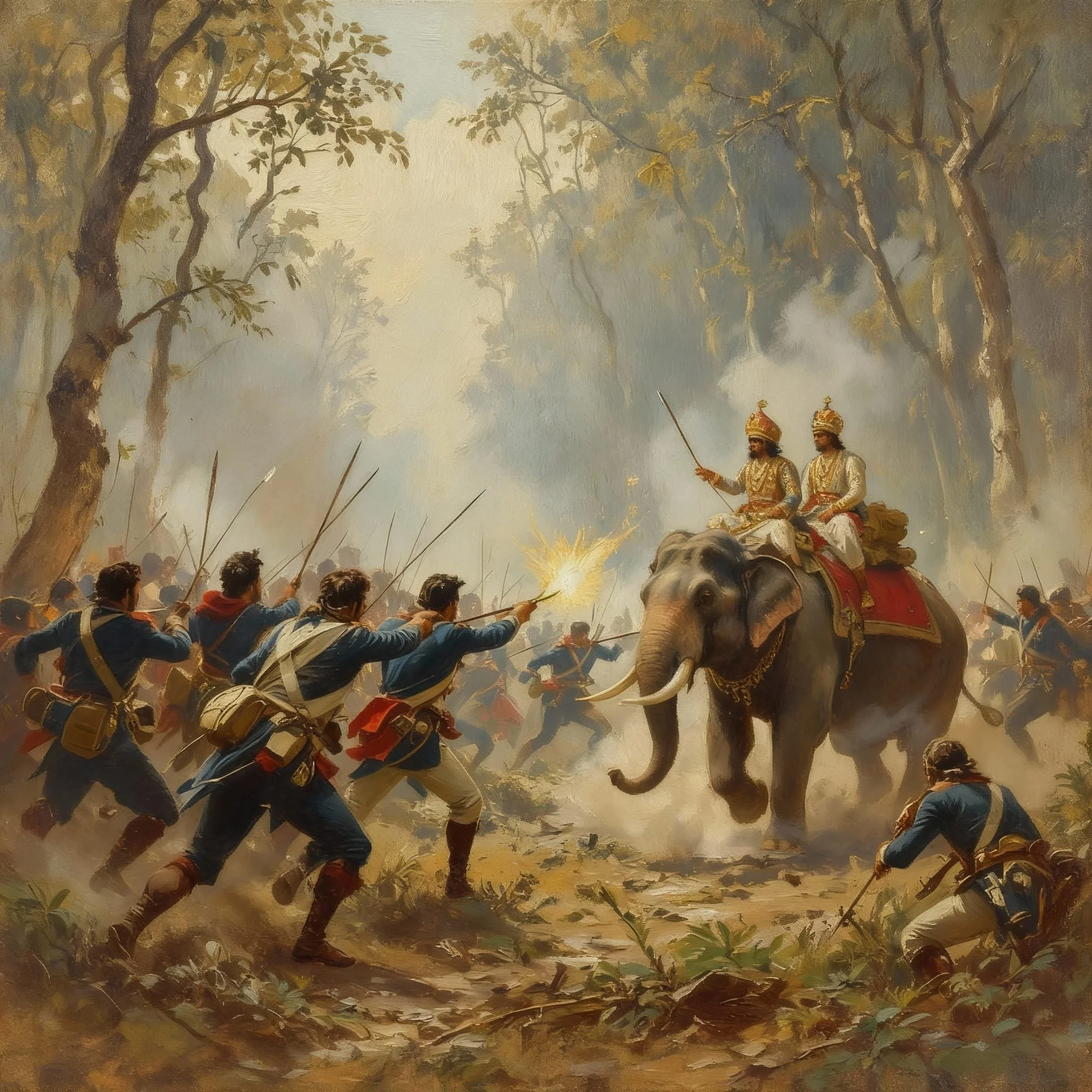 The foot soldiers were afraid of the elephants the Maharajas used and the horses did not dare to approach.