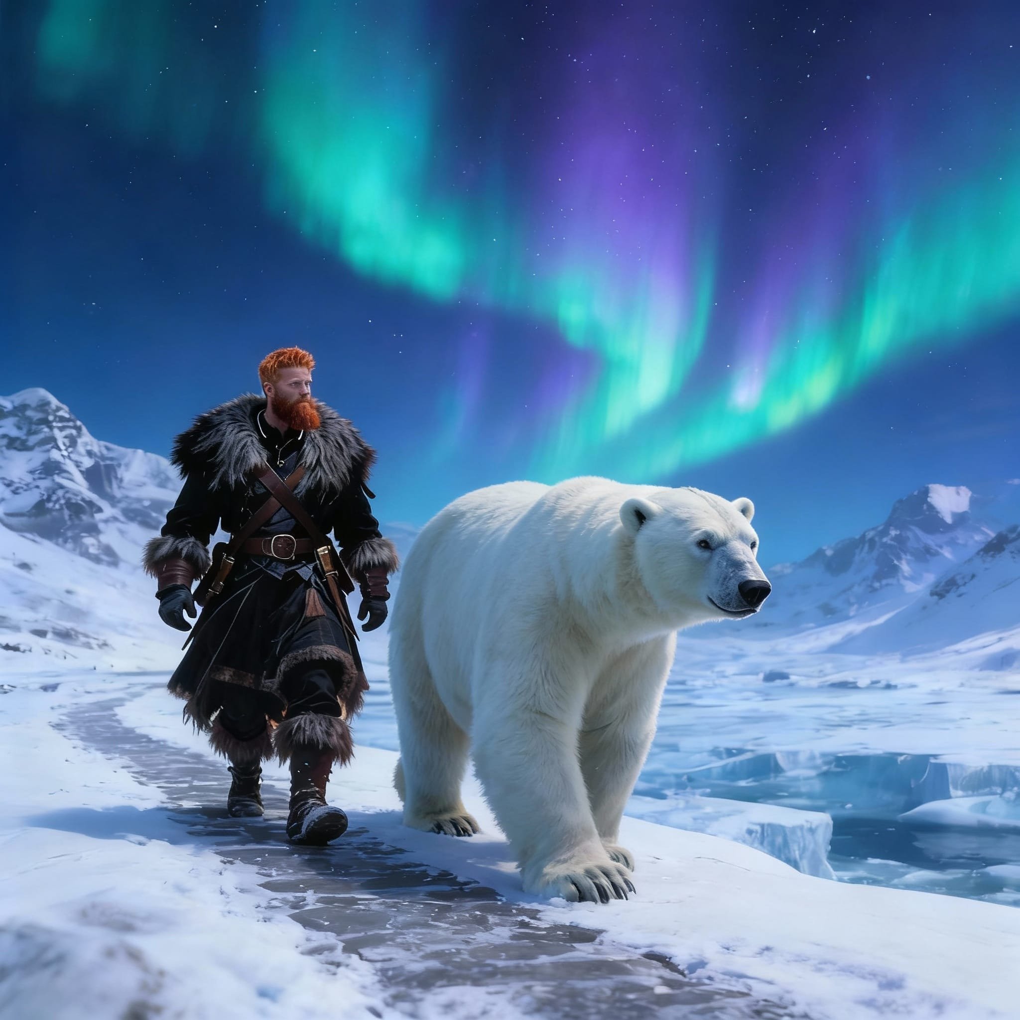 "I won't need it here anymore and where we are going it is too hot to wear a metal armor. Besides, I will be lighter that way when we have to run for our life, and you are sitting on my back." "And where are we going?" "Over there", the bear answered