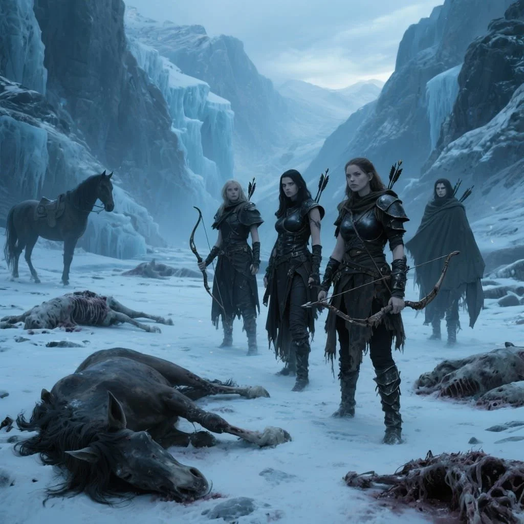 Initially, they only noticed the dead horses and decided to send two of them back and inform Ariel.