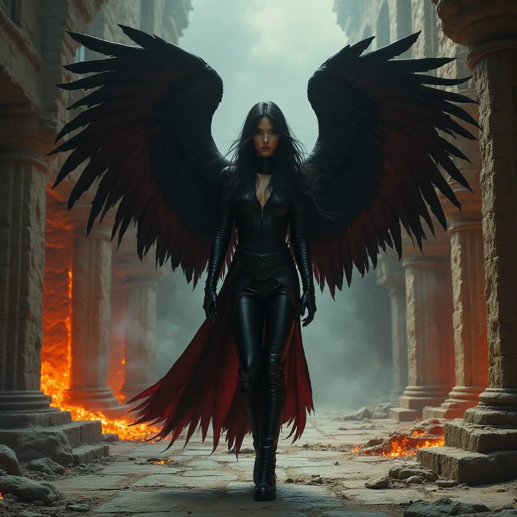 Angels having gone through this process show large feathered wings.