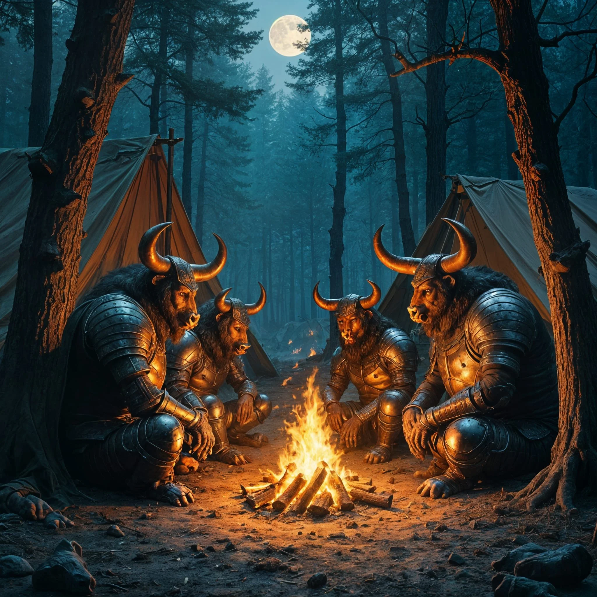 Deep in the forest, however, escaped minotaurs gathered, wanted by the new regime and considering their next steps.