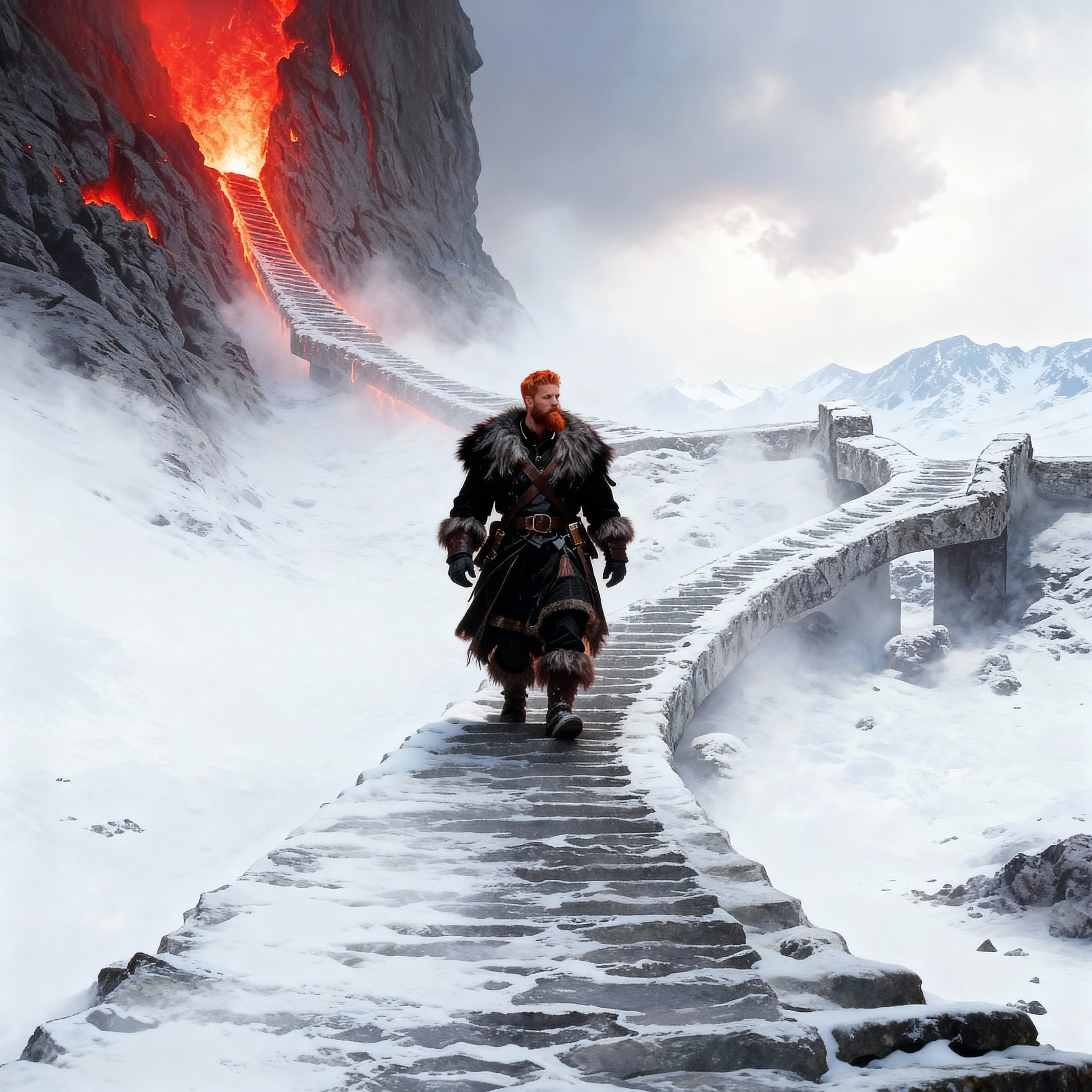 When MacDonald stepped through the door he was back in the cold again, and a snowy staircase was laid out before him.