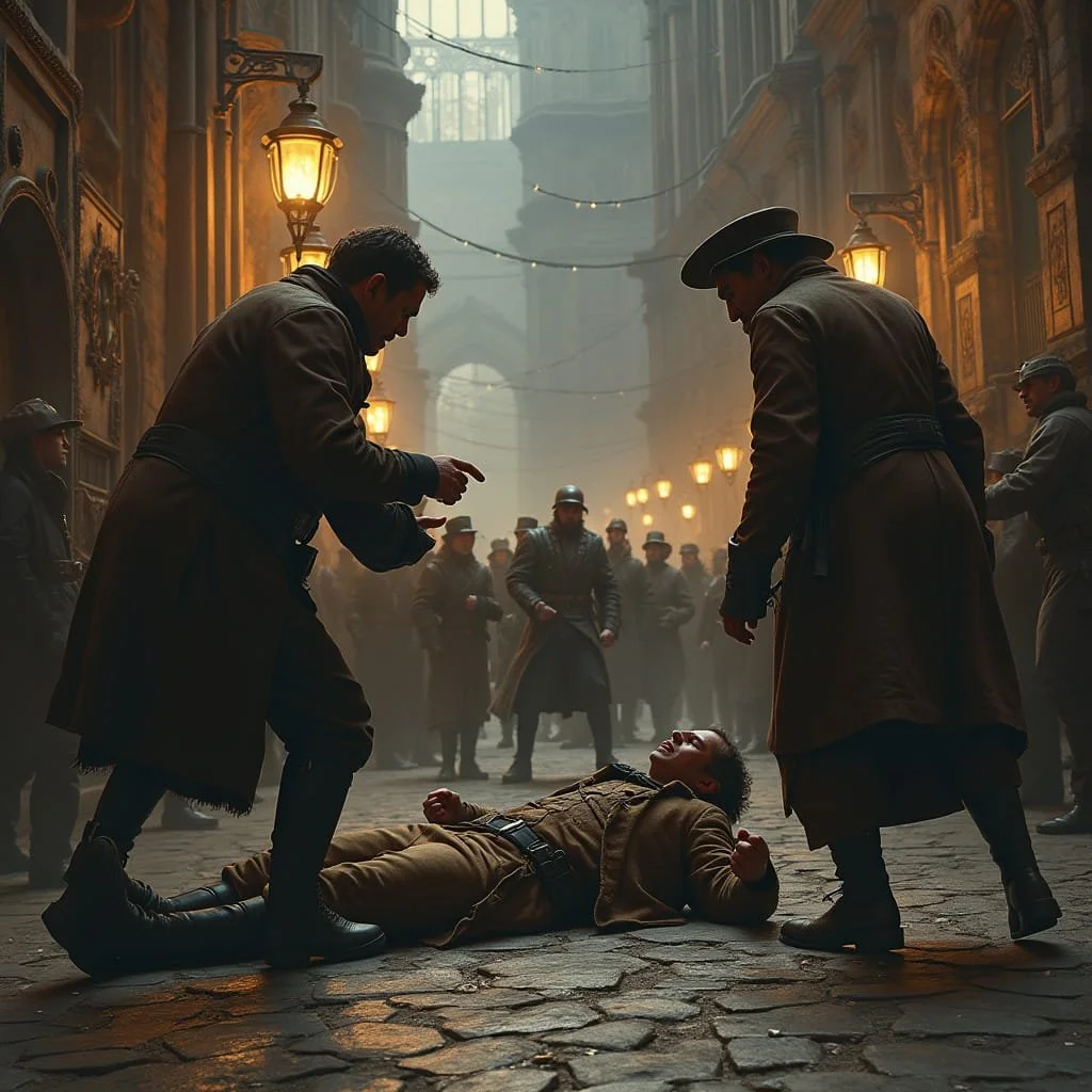 Only a few people like Maximilian van Lichtenstein manage to keep the crowds under control and save lives by sending the wounded to prison.
