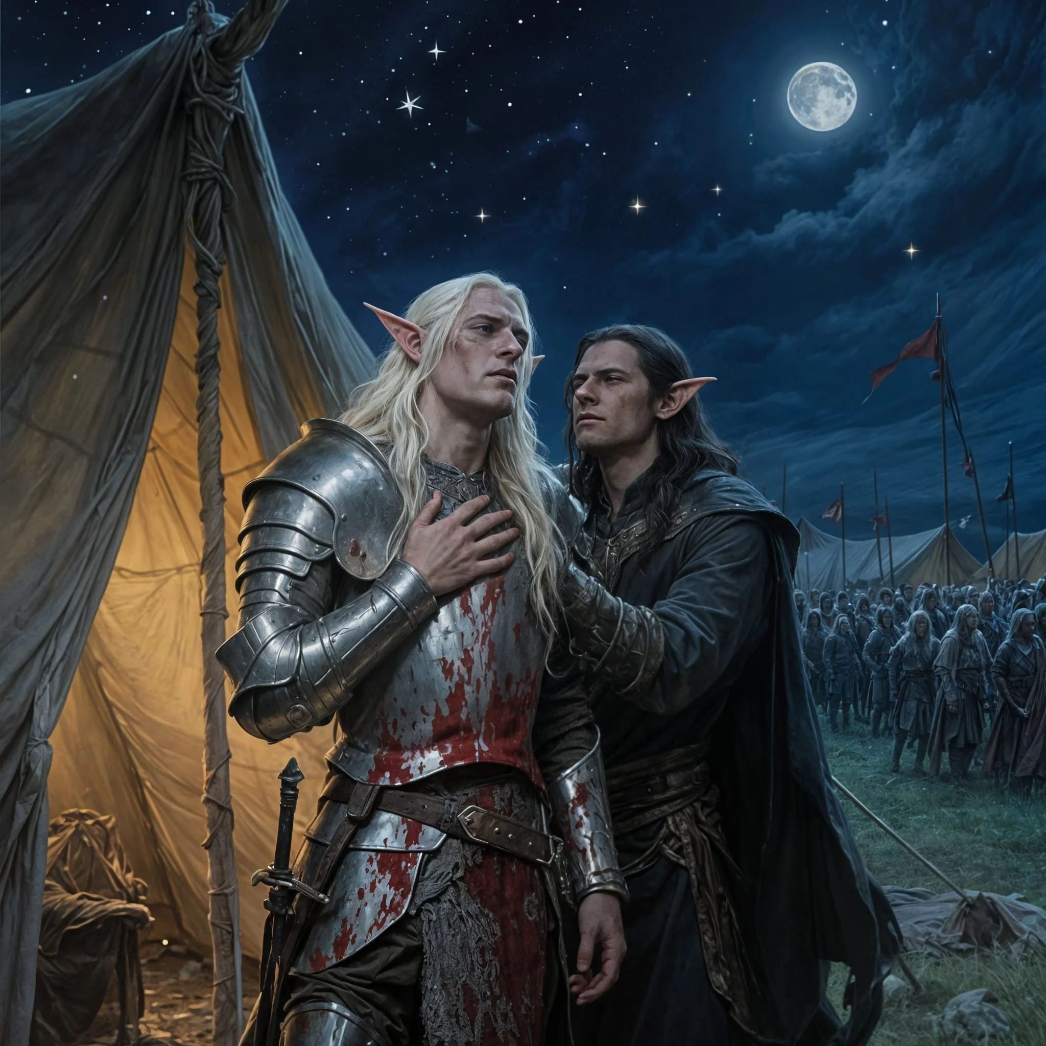 Eryndor was furious and stabbed a knife into the soldier's armpit. "Is this really what happened? Or did you make up this story to hide your cowardice? I wouldn't be surprised... with those cowards that were born in your house in the past."