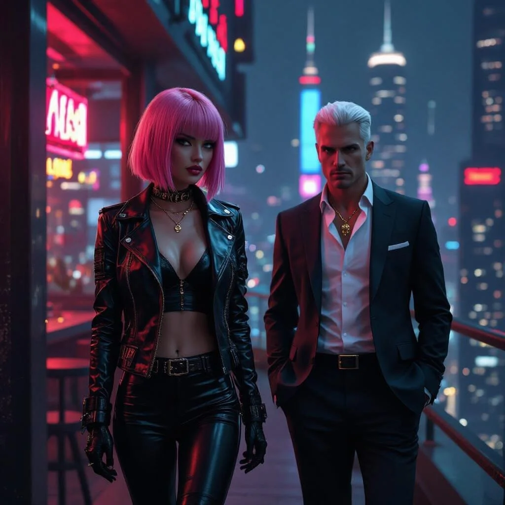 Panel III - Malika walks away in the direction of the exit when she sees the reflection of the man from the bar in the windows in front of her. She decides not to pay him any attention.