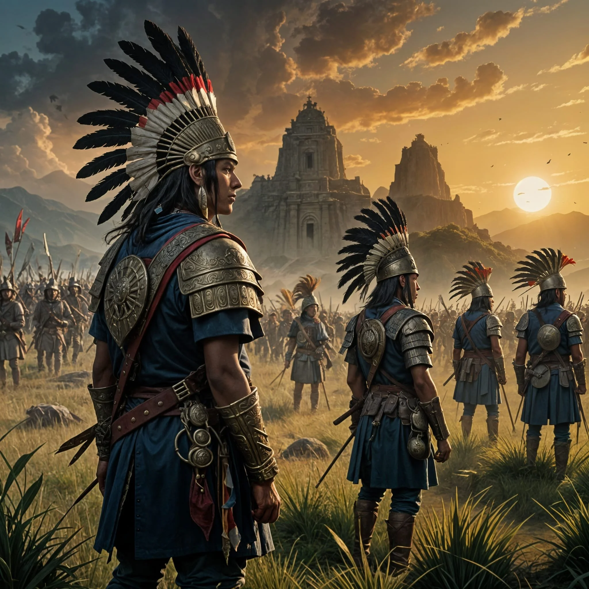 As they drew closer, a mighty army awaited them. Tens of thousands of soldiers, armored, tall and strong, and with magnificent plumes on their headdresses.