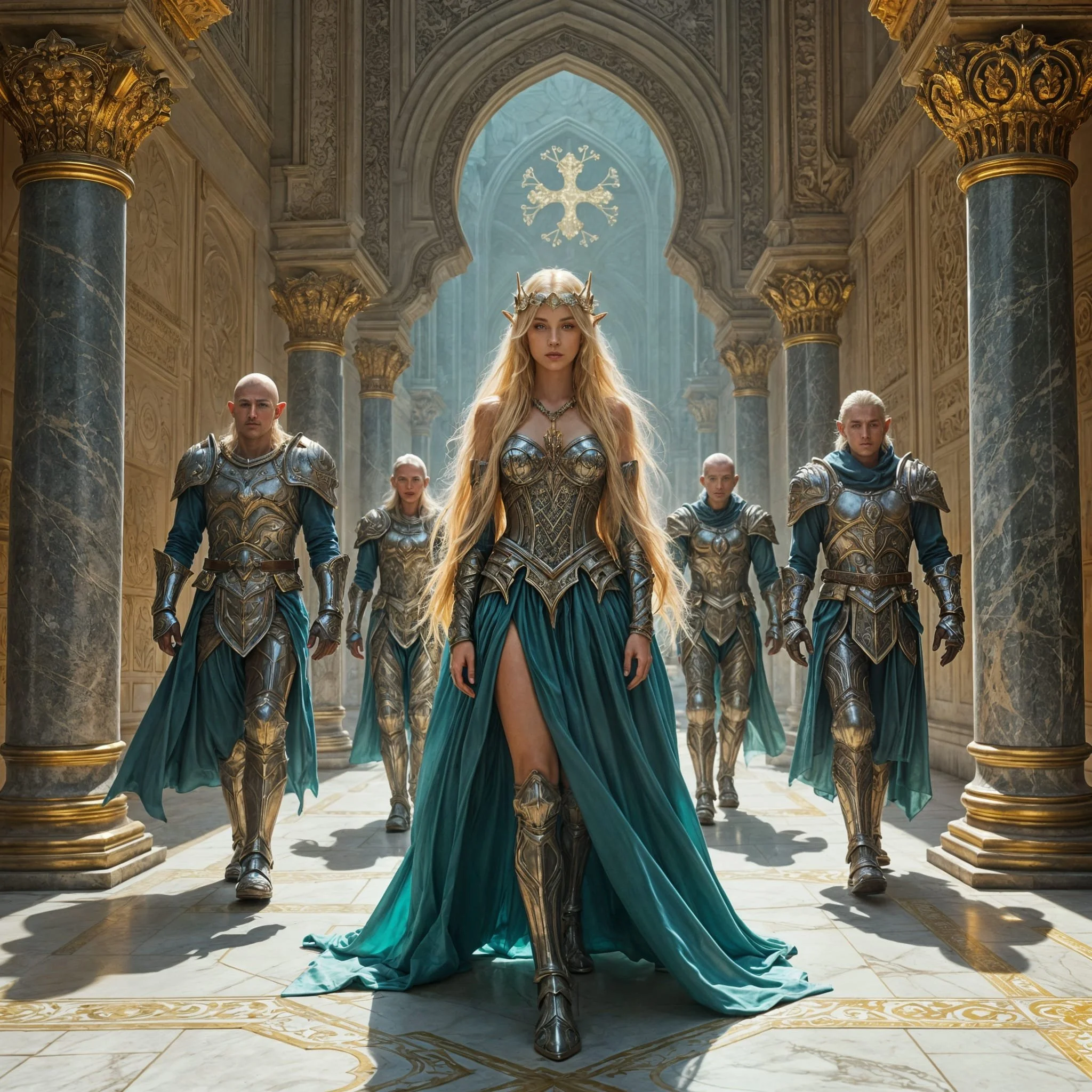 Despite objections from the senior knights, Queen Isolde agreed upon it and went into the citadel, which was richly decorated on the inside.