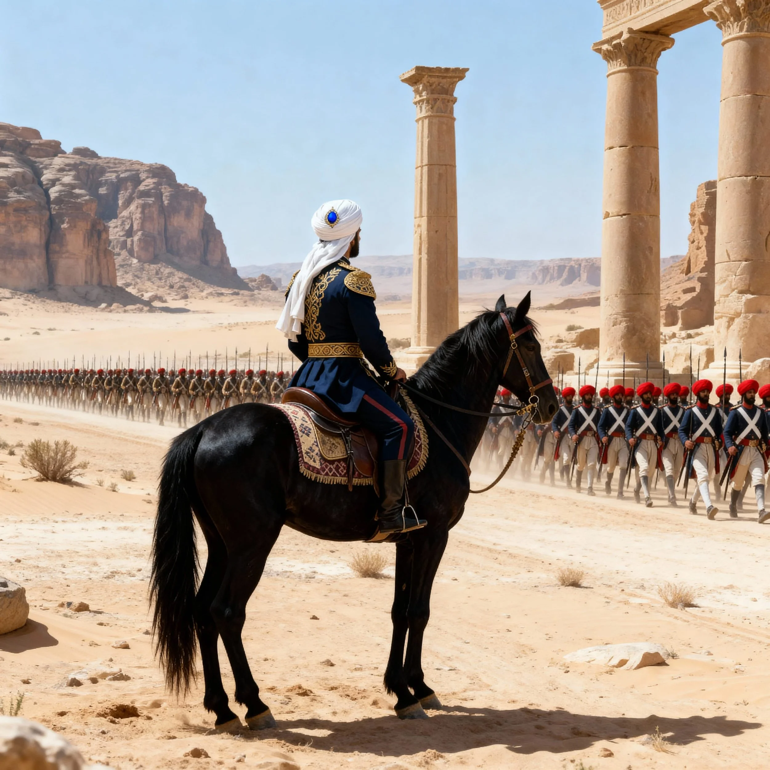 In the end it would prove to take 40 days to cross the desert. And in the beginning all was well.  The army paraded for Neo.