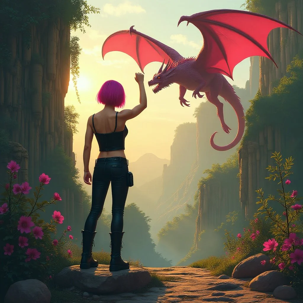 At first glance the dragon turns around and flies back to Malika, her heart makes a little jump, but then he flies over growling. "You stupid dragon". Malika throws a fist at him.