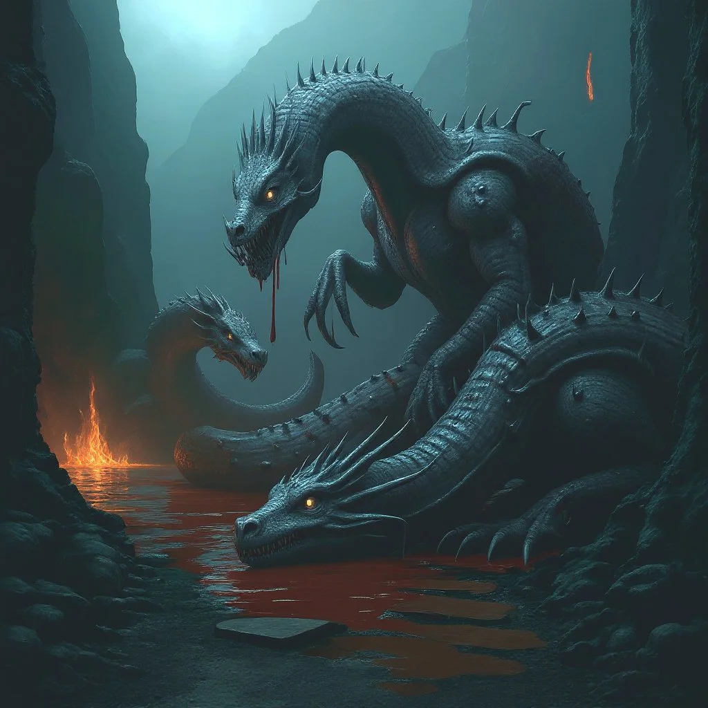 But the beast is so strong that after a short period the battle is over and heavily wounded dragons are lying all over the place.
