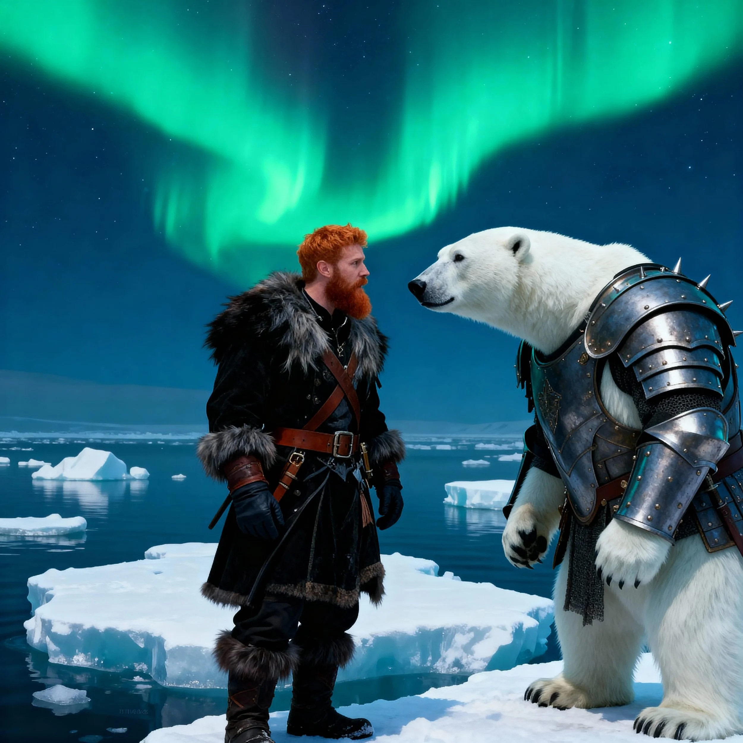When MacDonald met Tornassuk, he had not expected to see him in armor. Or to get a lecture: "My name is Tornassuk. I have been waiting for you. Before we depart...I will not take you on my back, I will not fight against other bears, unless they attac