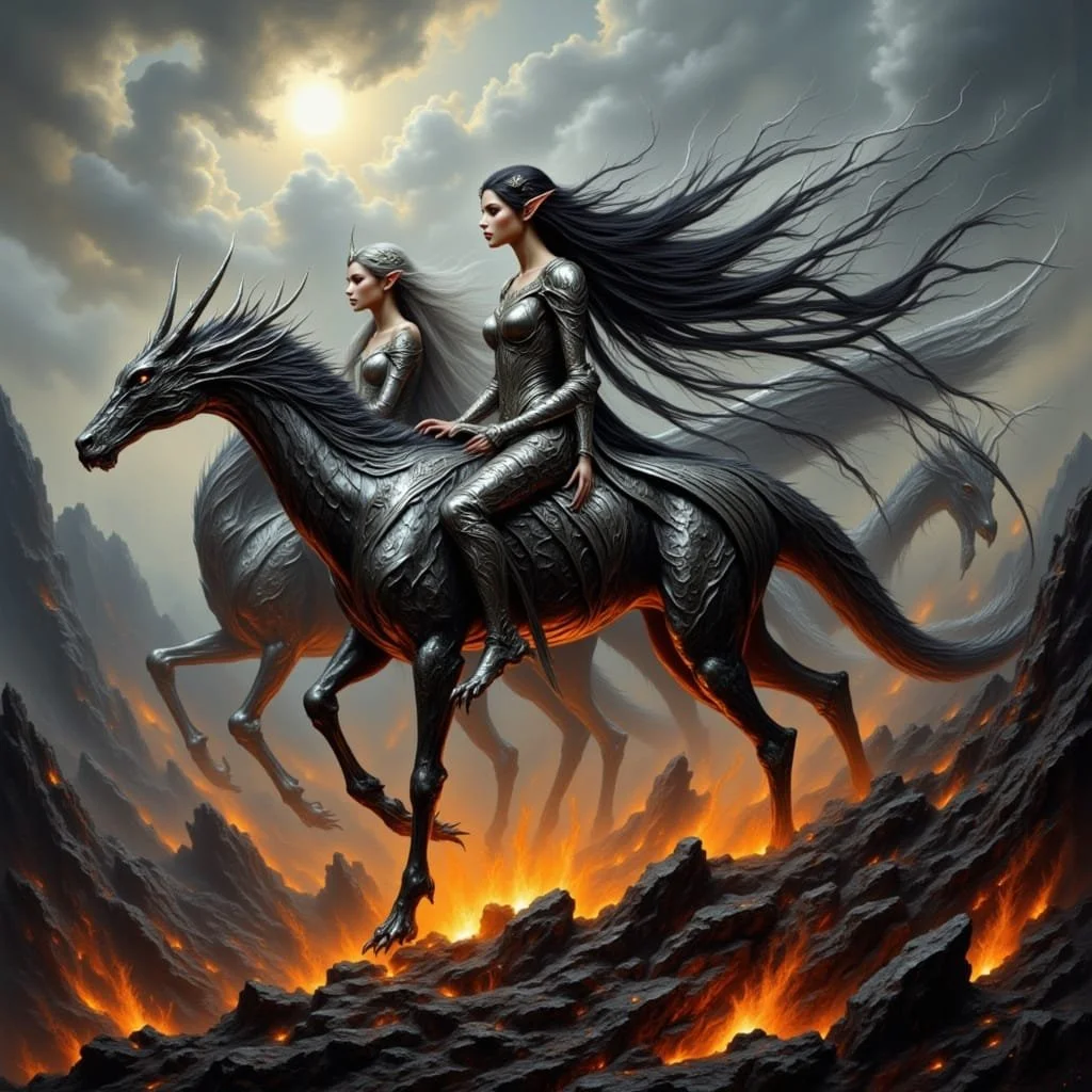 They split up and drove their dragons through the hot lava underground.