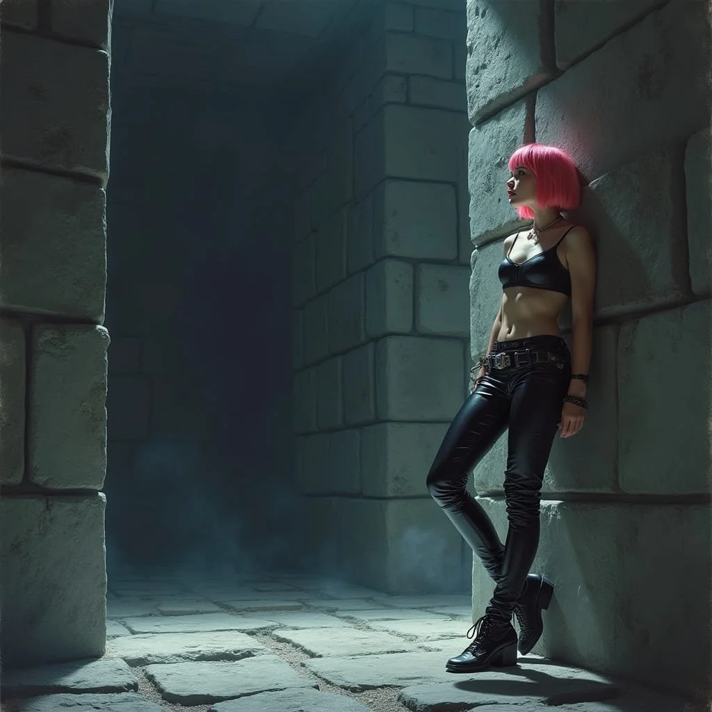 Since Malika has never seen a dragon up close (as a matter of fact she has never seen a living dragon until today) she runs out of the temple through another door.