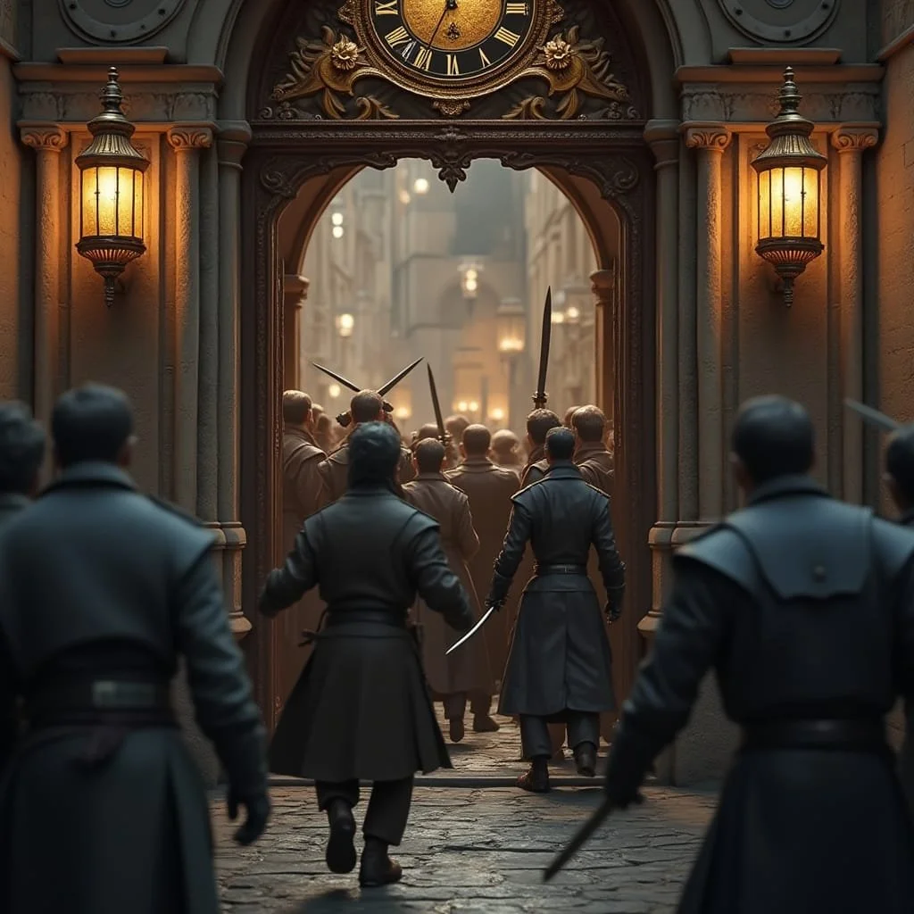 Luckily Maximilian arrived in time and the members of the Guild were informed with Maximilians intel about a possible attack. So the members of the Guild manage to block the sect members from coming in.