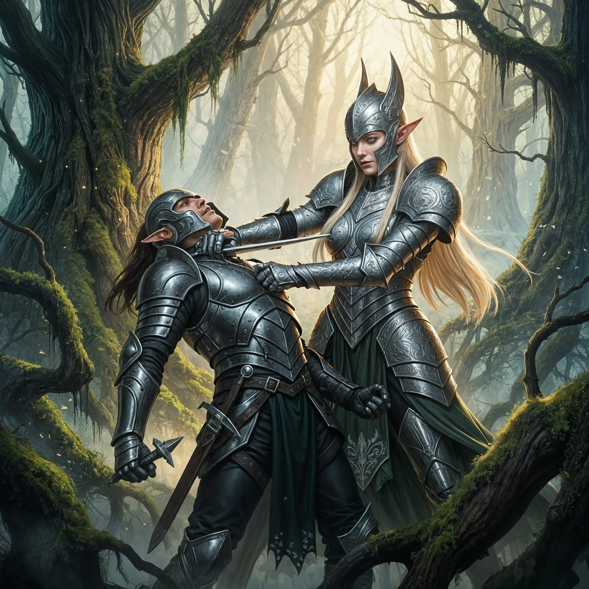 However, he was still only a few meters away from Isolde, and Isolde was about to rejoin her army when she called him back: "On further thought...I hate traitors." And she thrust her long dagger through his throat.