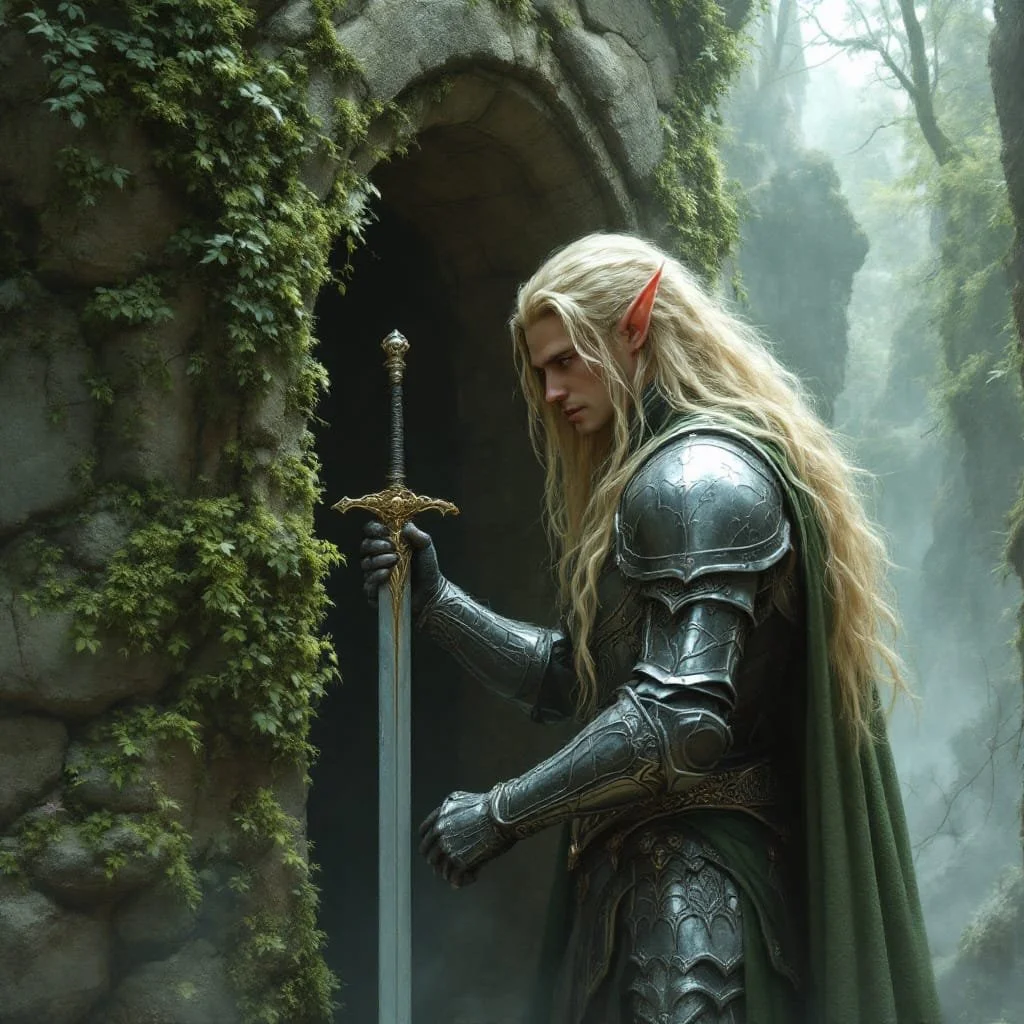 The timid Elves were right. As soon as Thylaris held the royal sword to the door, it opened.
