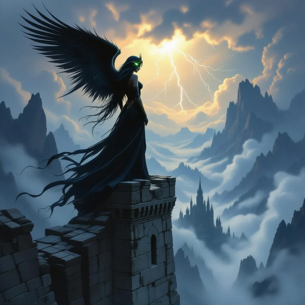 High above, on the remainders of a fallen empire, a sorrowful Angel looks down on how the history of men is going its own repetitive way again.