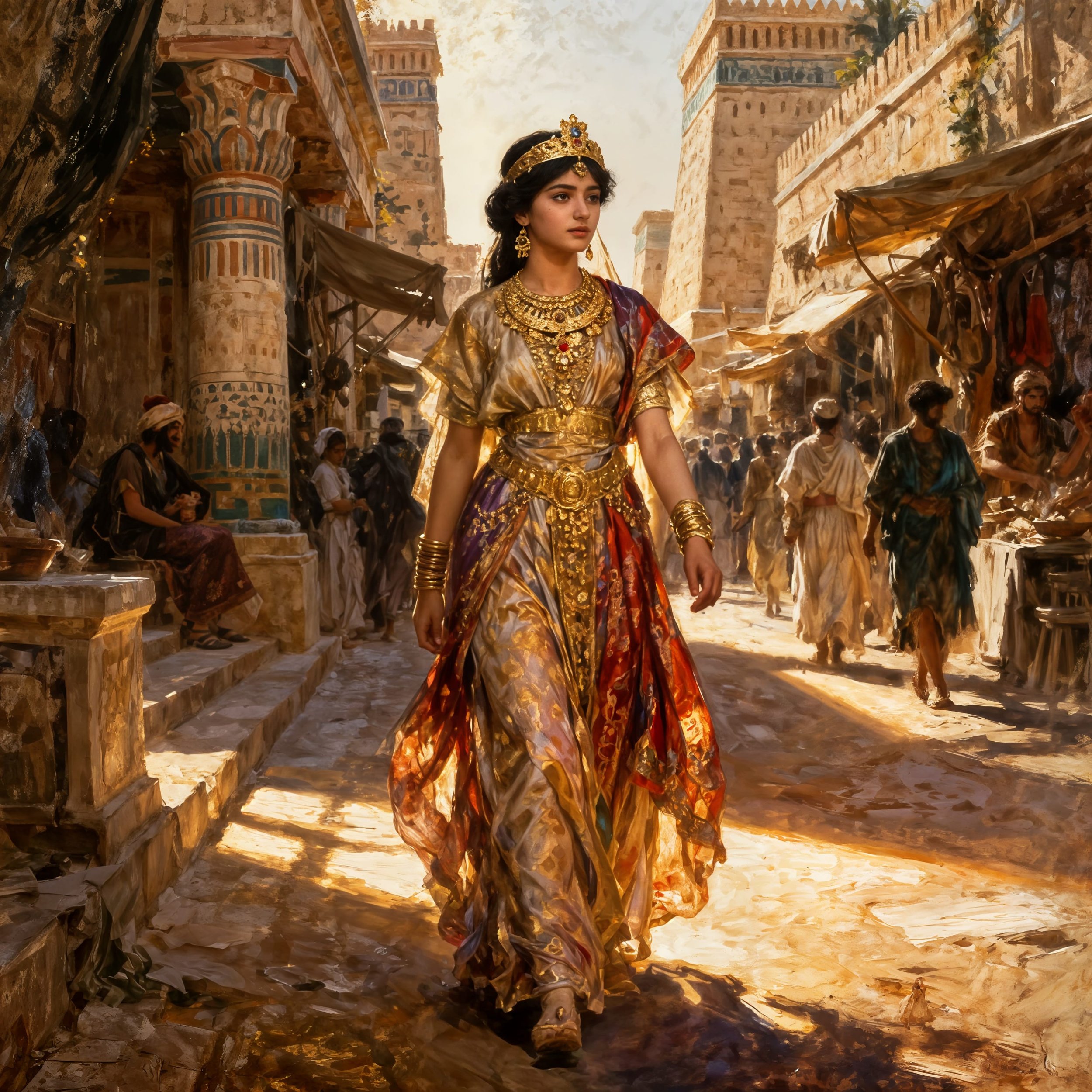 If and when she had a spare moment she liked to visit the local markets and mingle with the common people. Language was no issue since Arabian had replaced Persian as the working language.