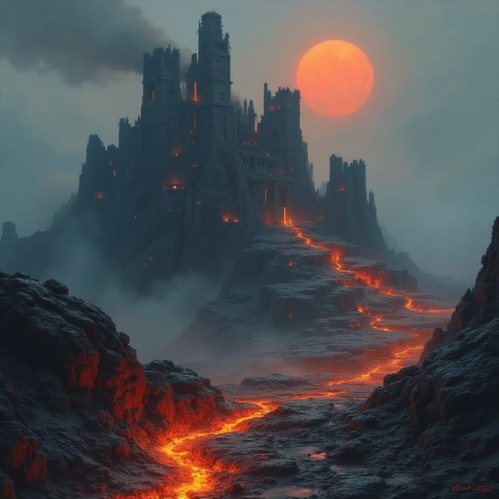 When the skies clear the citadel has turned into a ruin underneath an ominous red sun.
