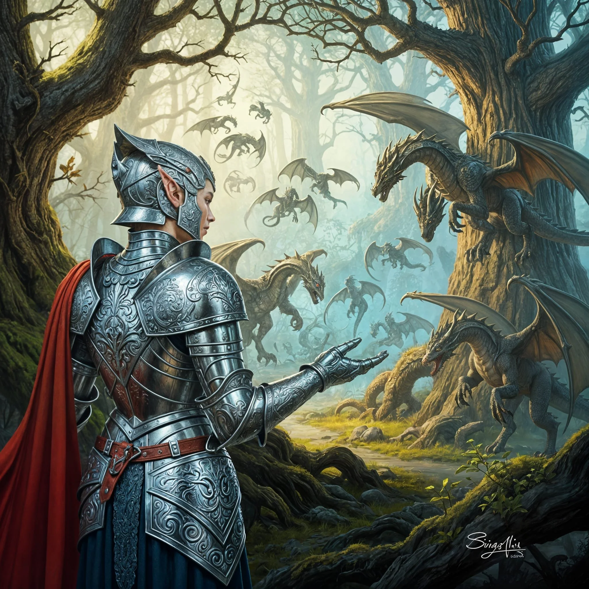 She returned to the forest and summoned the dragons. Since Eryndor and his army were almost entirely male, she had the dragons completely on her side.