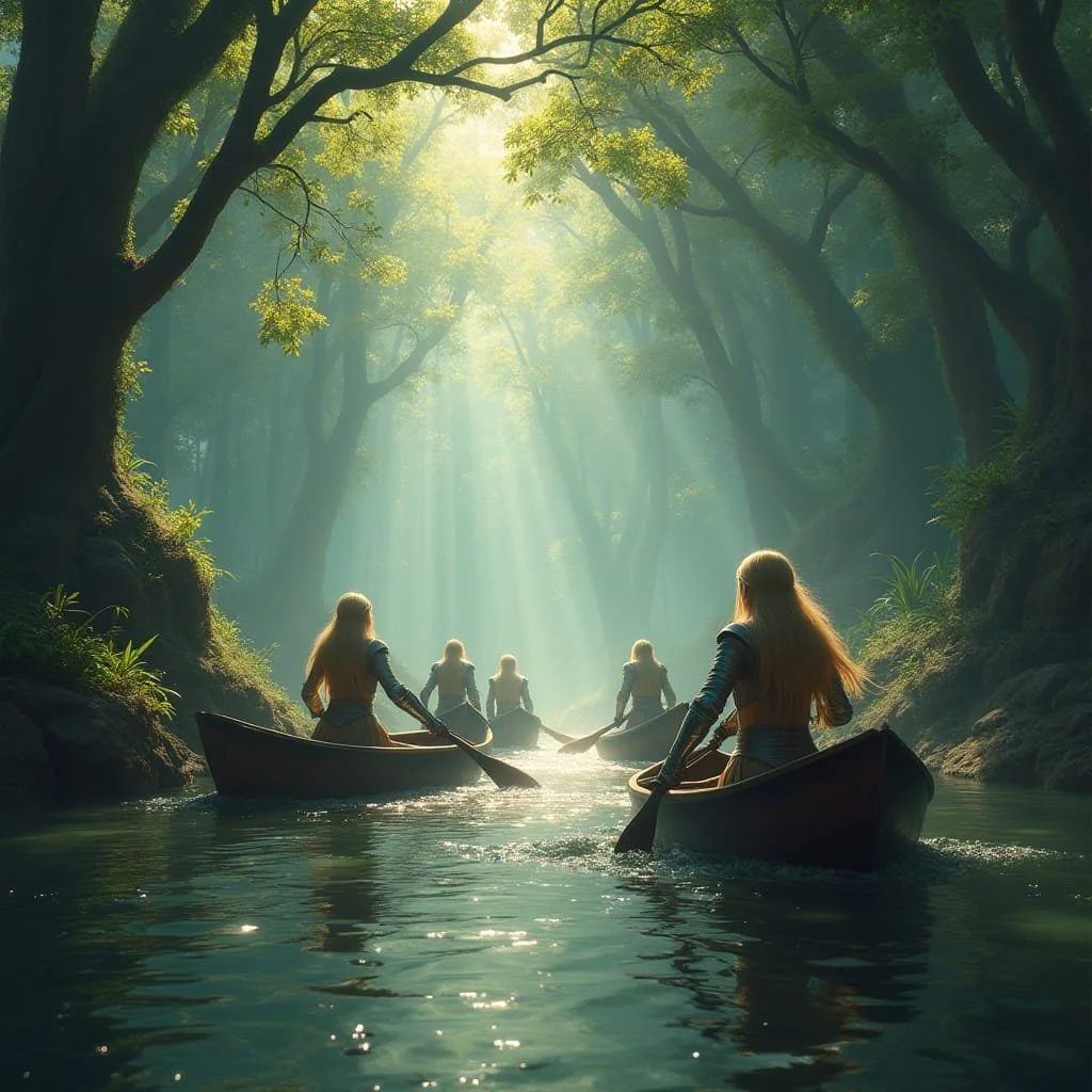 After Queen Isolde's approval, the expedition set off. The weather was beautiful, and the summer sun shone fully through the trees.