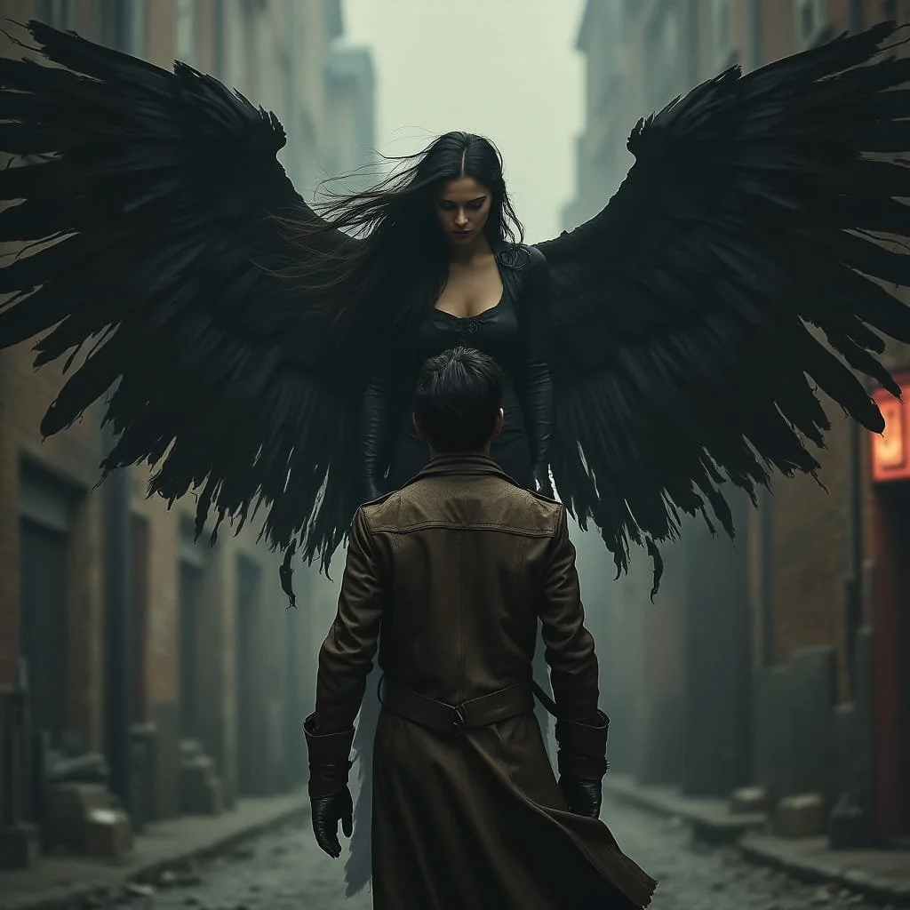 Suddenly an Angel descends before him. Maximilian is not startled however. It is Ariel and she addresses Maximilian: "We need to talk...now....uproar is at hand amongst your kind."