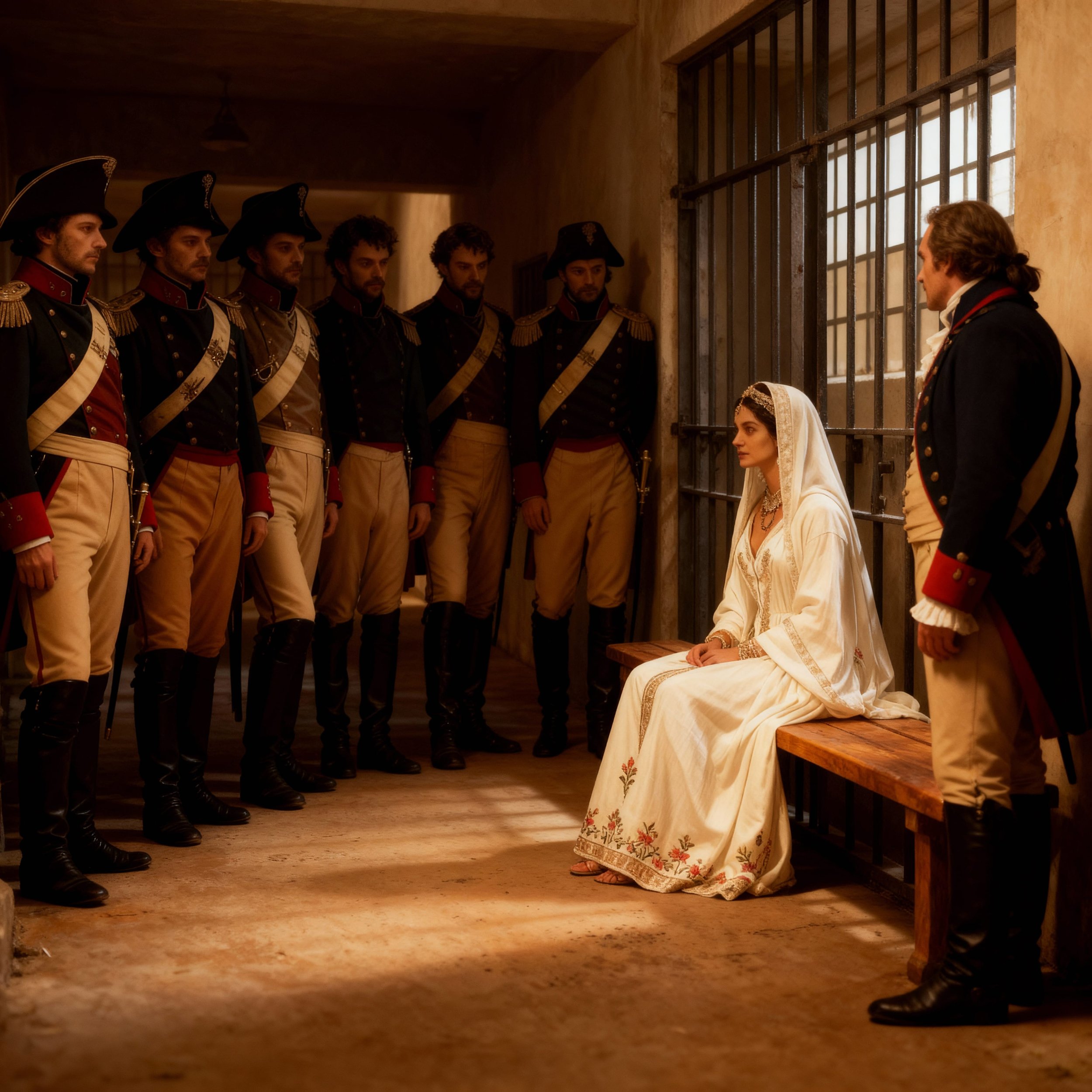 The marshals followed Rokhshan into the cell and de Monnaie spoke up: "You can walk out of here if you renounce your leadership of the army and the regency of your child to be born. You can stay here in Babylon together with me, after our wedding." R