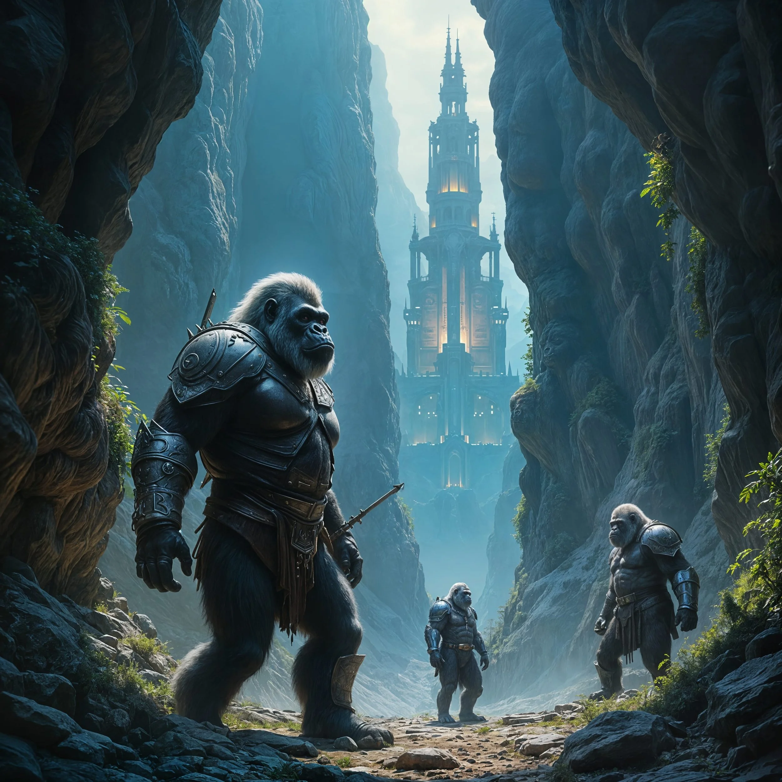 ...and towers that reached into the sky. At one point, the two gorillas were relieved by the personal bodyguard of their king: Korak.