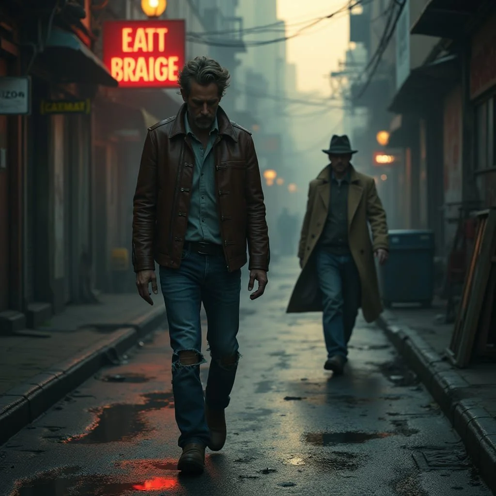 After Max has ditched the backpack he is strolling through the backstreets of the railway station. His mind is struggling with the voices and faces that keep echoing in his head and he does not notice the old man with a hat that is following him.
