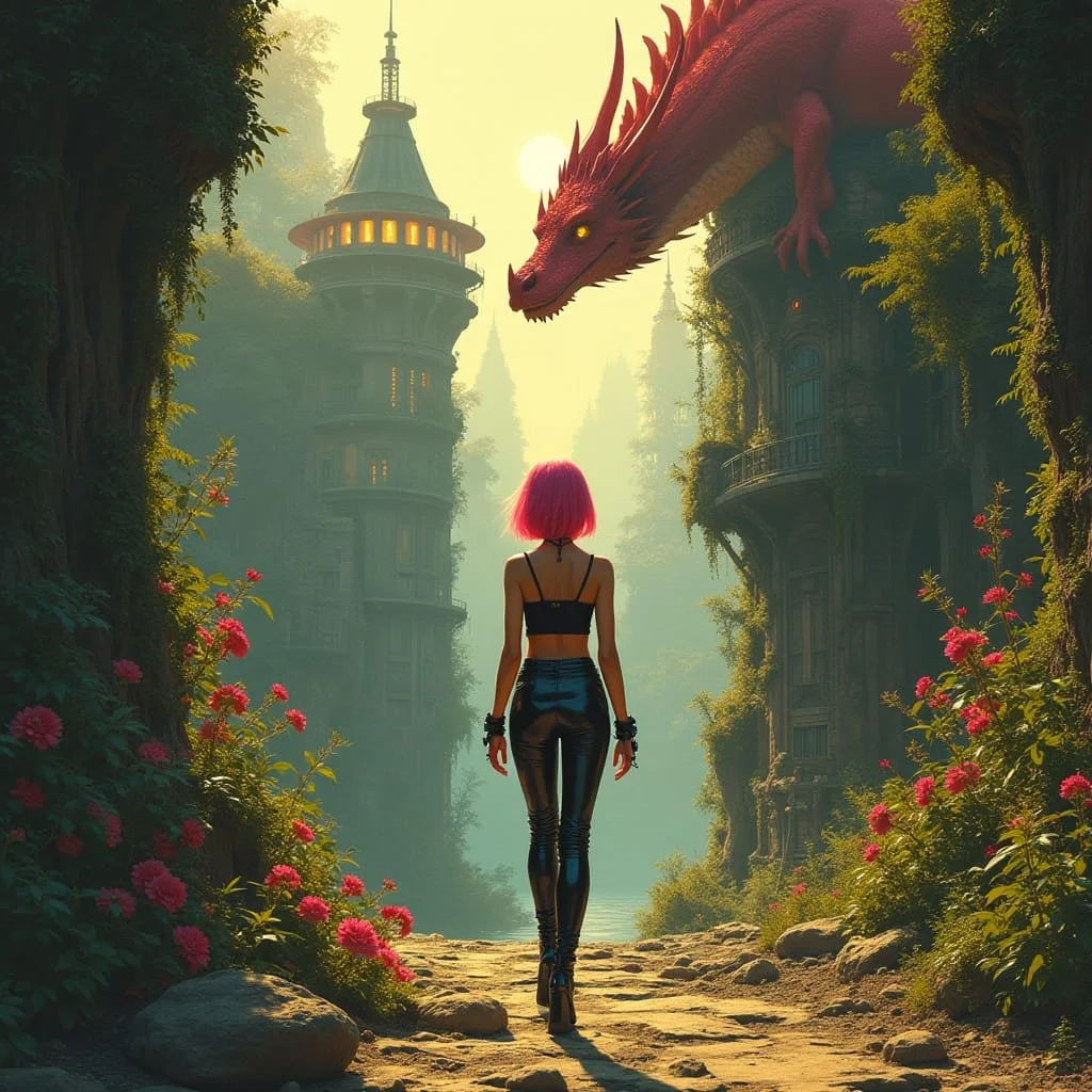 Curious about what she is saying, the dragon lands on a rock and sniffs up Malika's smell.