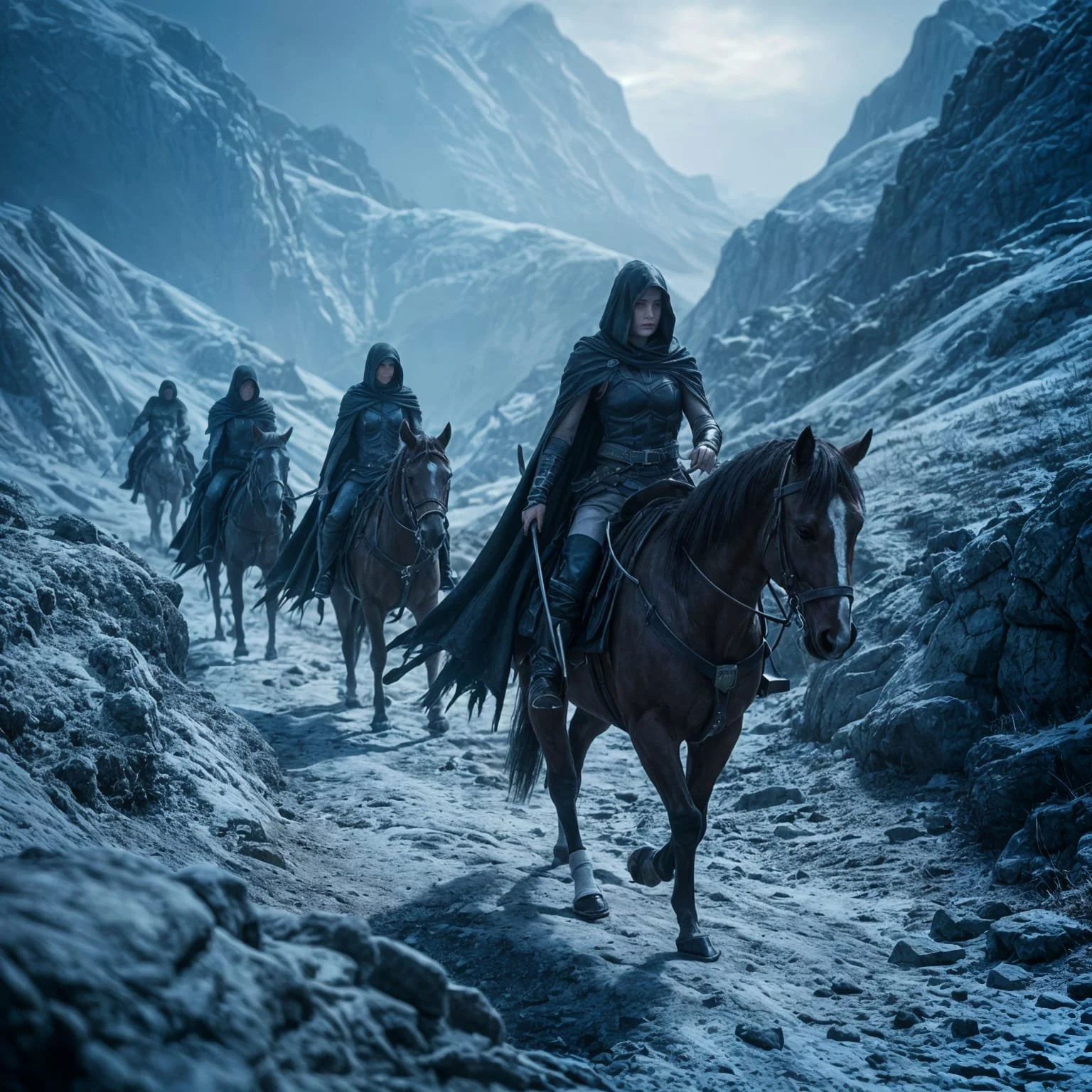 The rest of them continued along the icy path. The horses were restless and constant caution had to be taken for slickness on the roads.