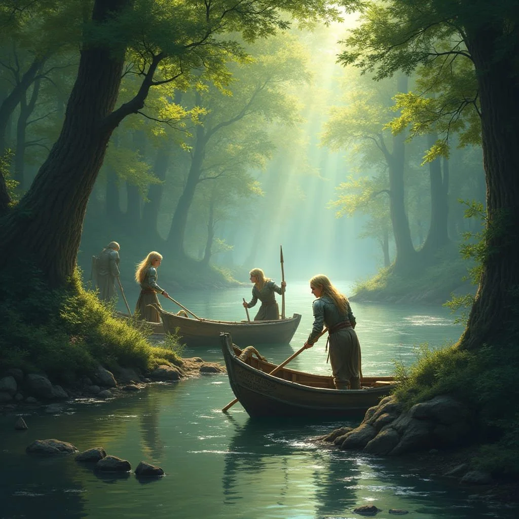 And then to drag them onto the shore and somewhat camouflage them. Not that there were enemies or large predators in the forest, but rather out of habit.