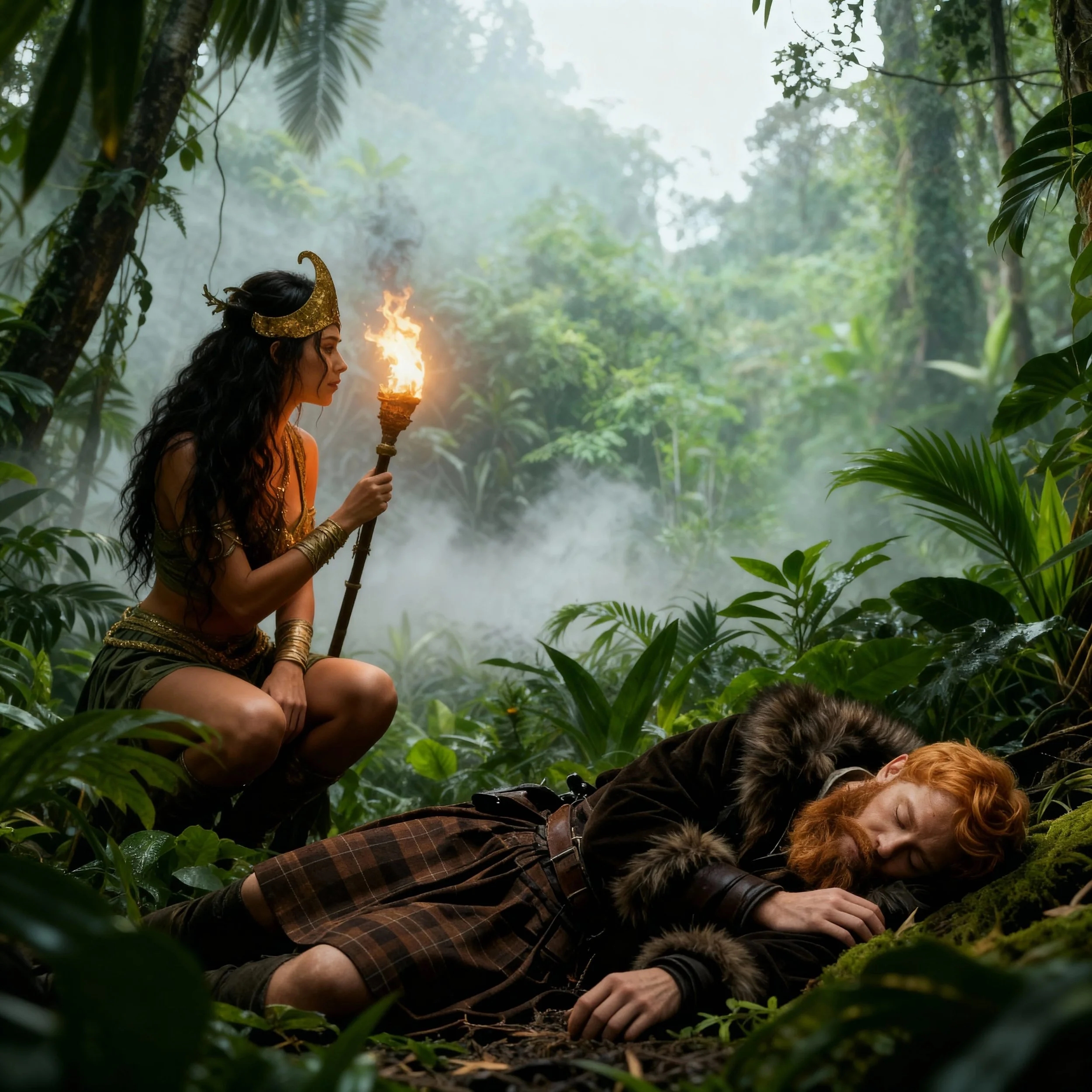 The amazon then turned to MacDonald: "Hey, you there, sleeping beauty....time to wake up." 