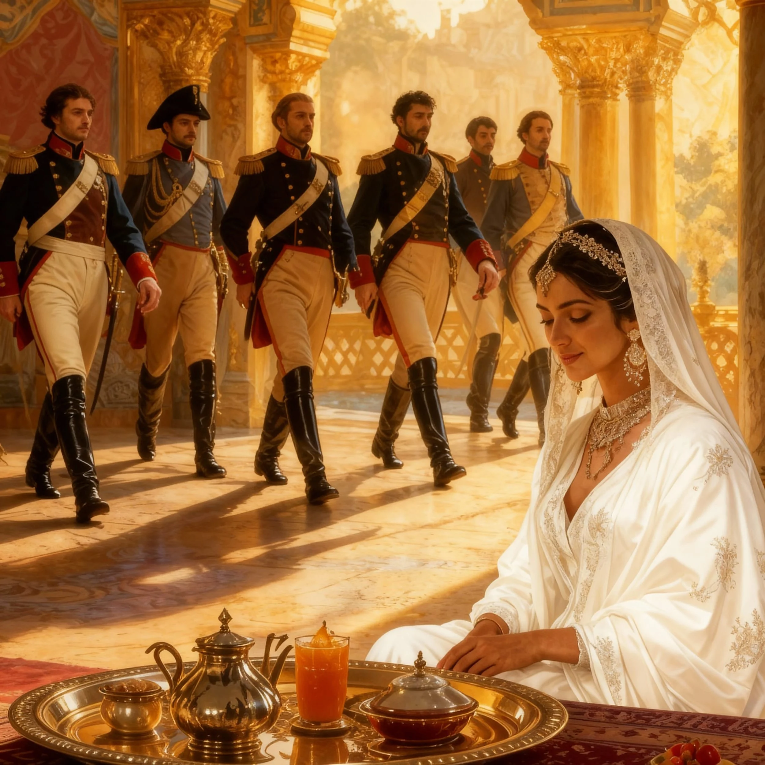When Rokhshan had almost finished her breakfast six of the seven of Neo's marshals marched into the room.