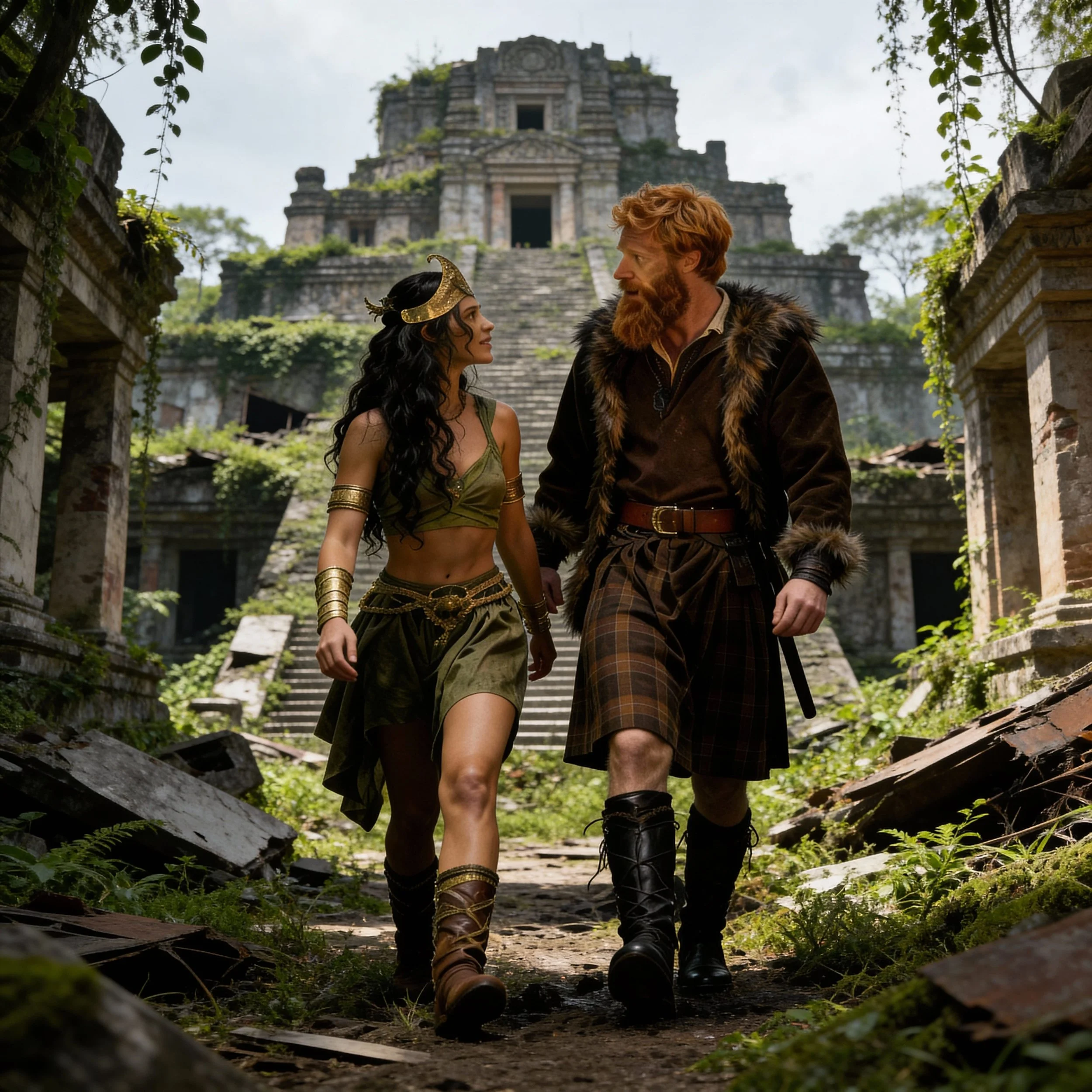 "Hubris?" "Yes, long time ago we were ruled by men. But in the end they got so arrogant they started a war with the carnivore dinosaurs. And this was the result."